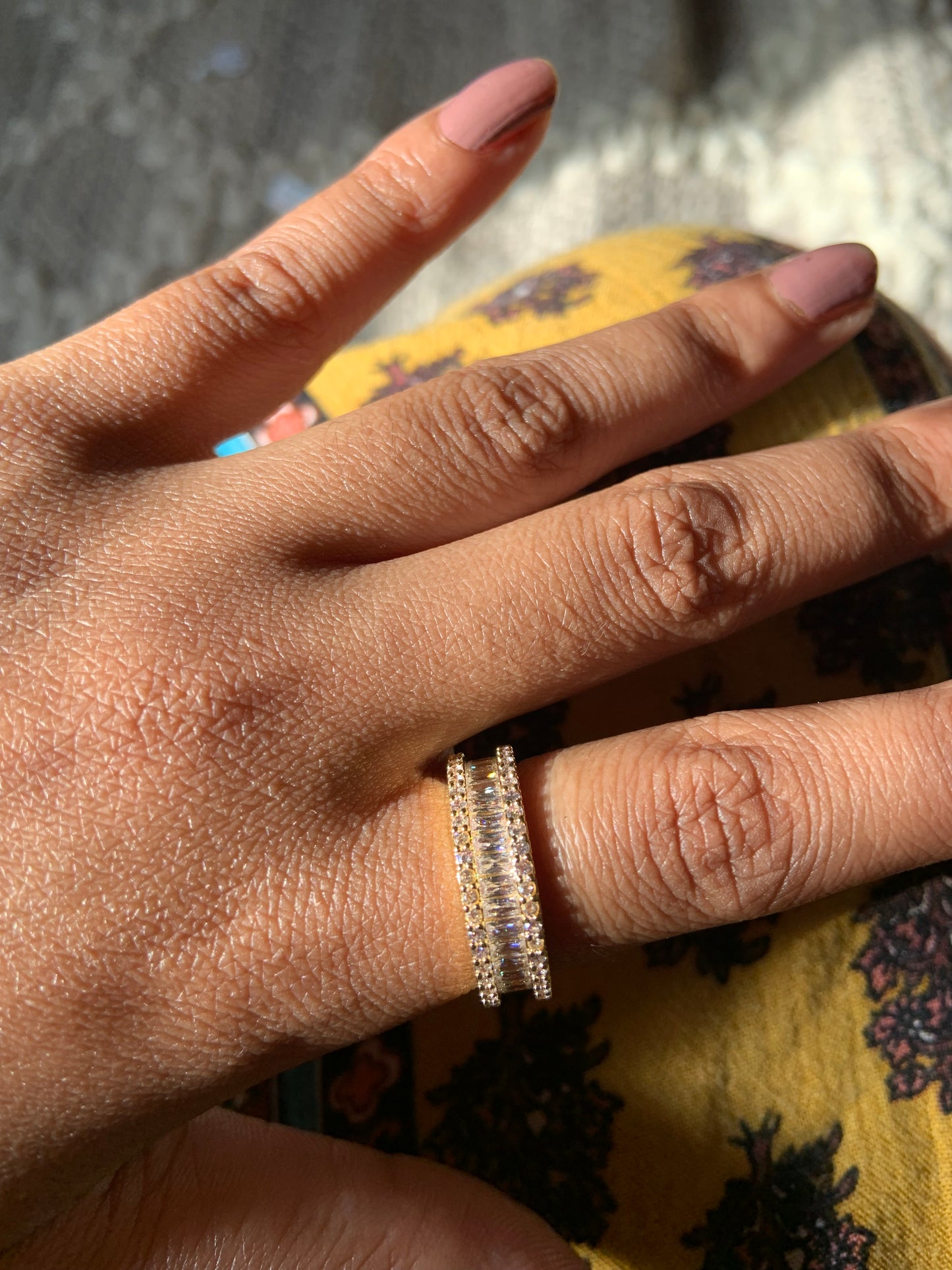 Crystal Medley Gold Band Ring