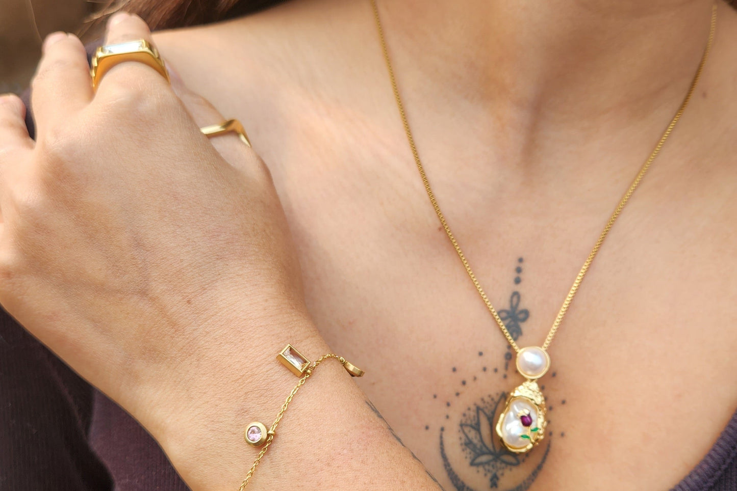 Pearl Rose Vintage Necklace