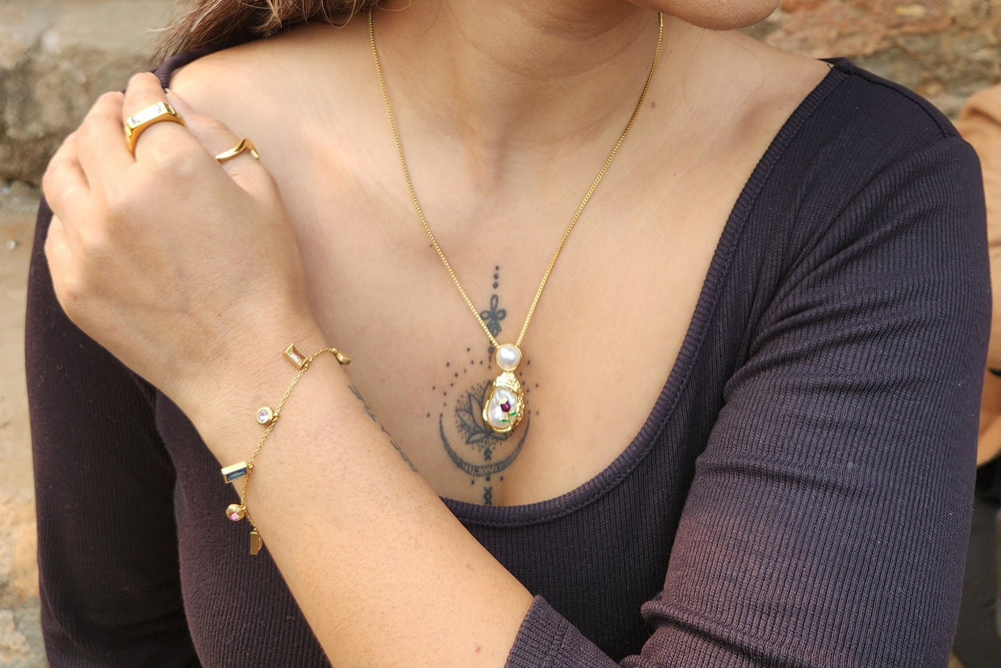 Pearl Rose Vintage Necklace