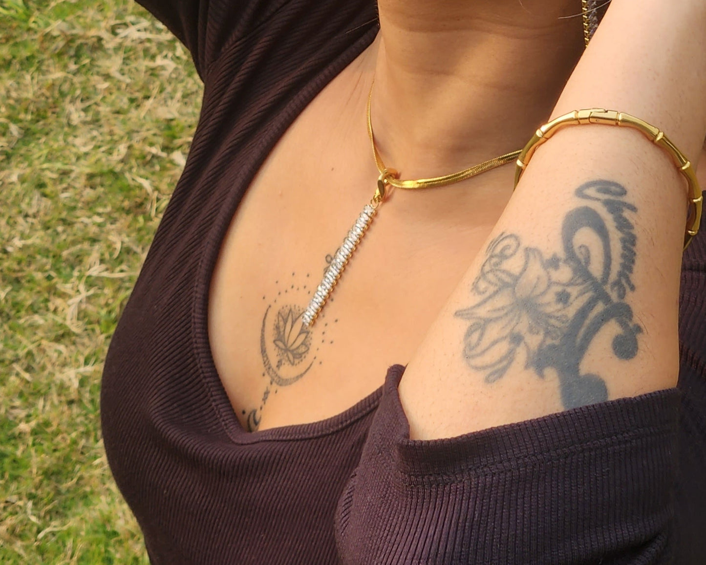 Long Dangler Necklace Set & Earrings