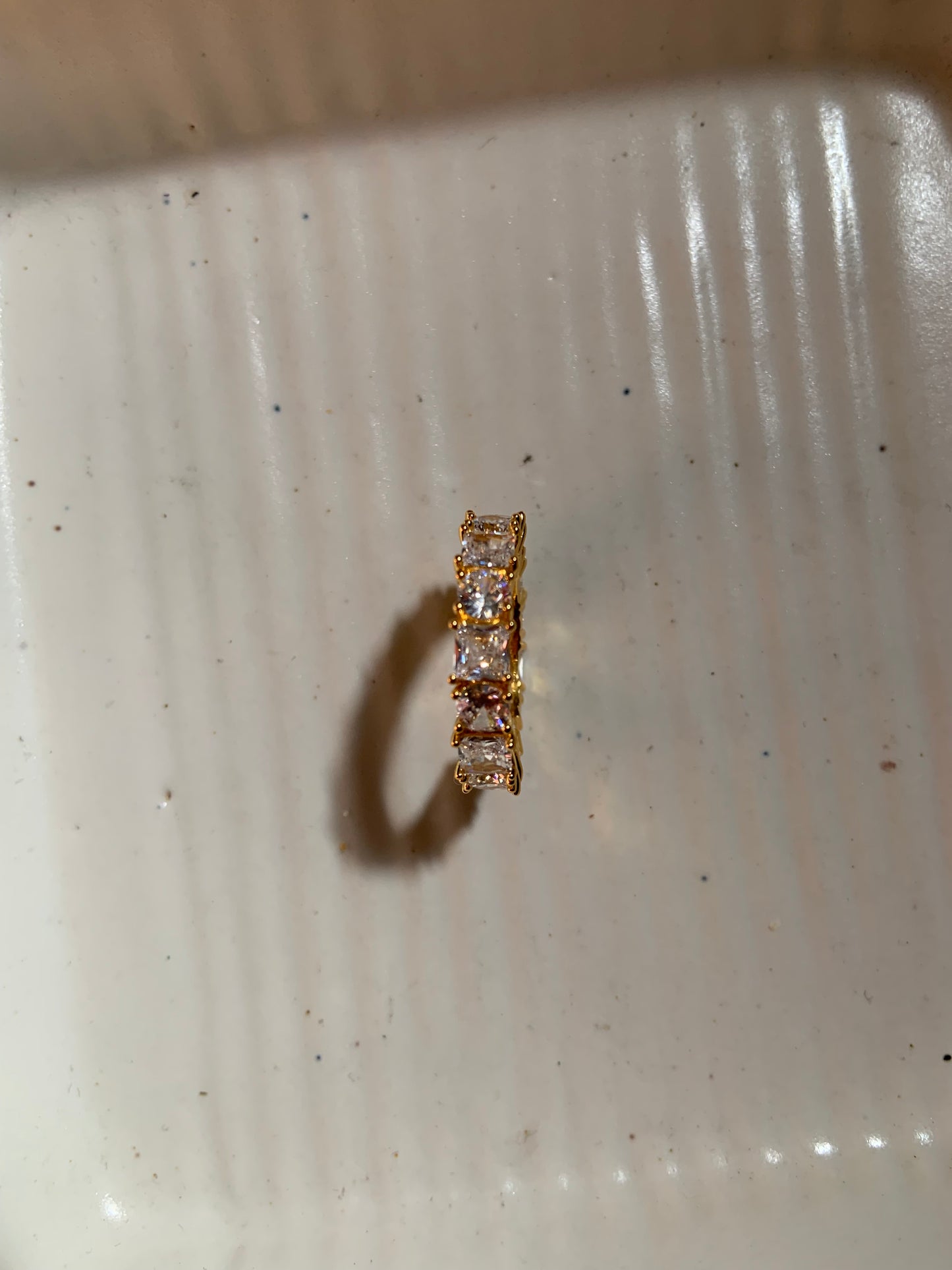 Chunky Crystal Band Rings Gold