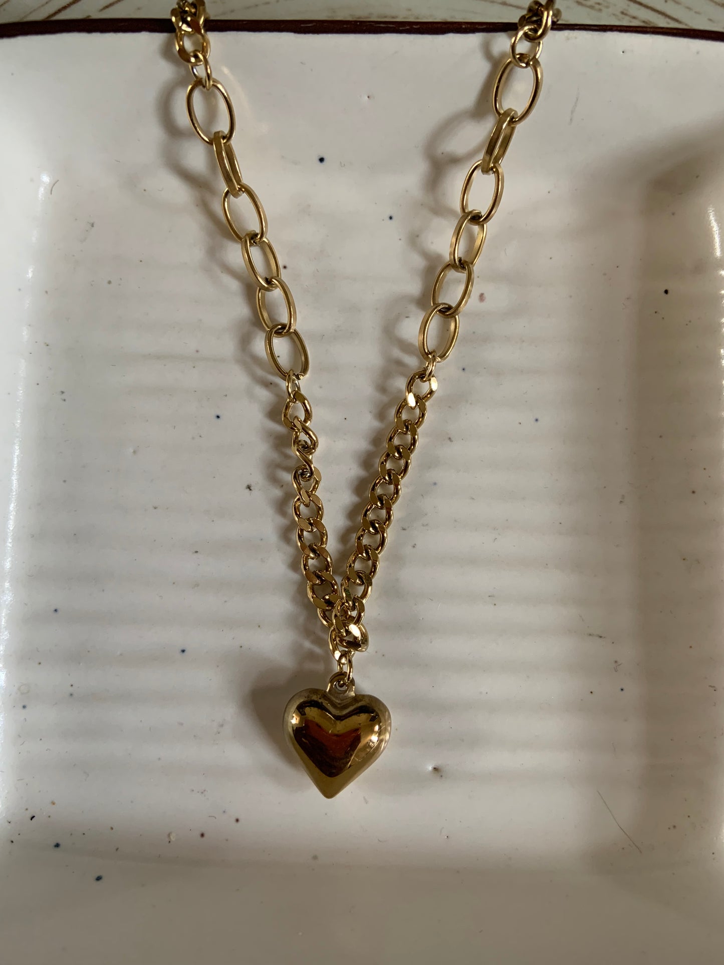 Chain & Heart Chunky Necklace
