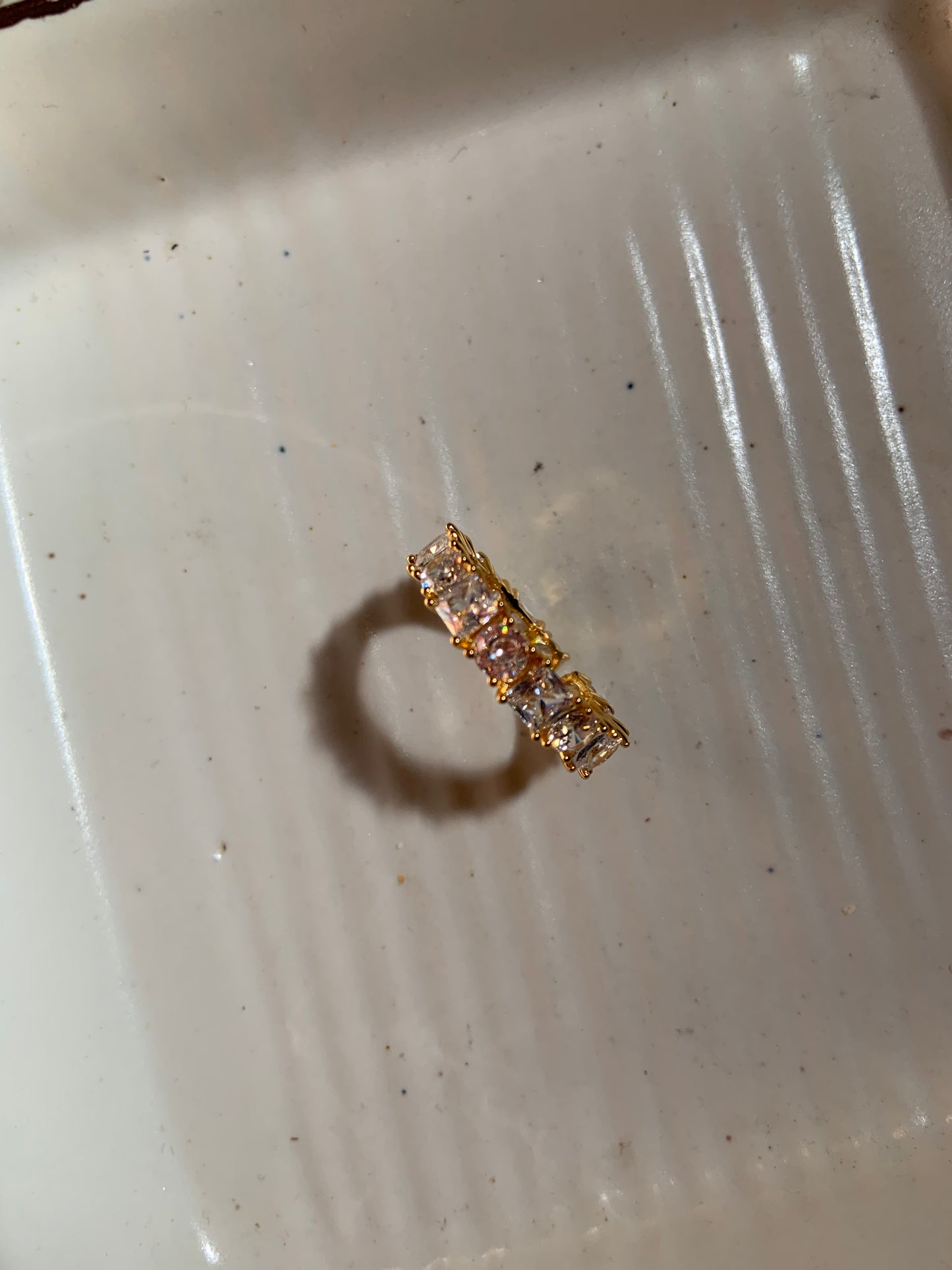 Chunky Crystal Band Rings Gold