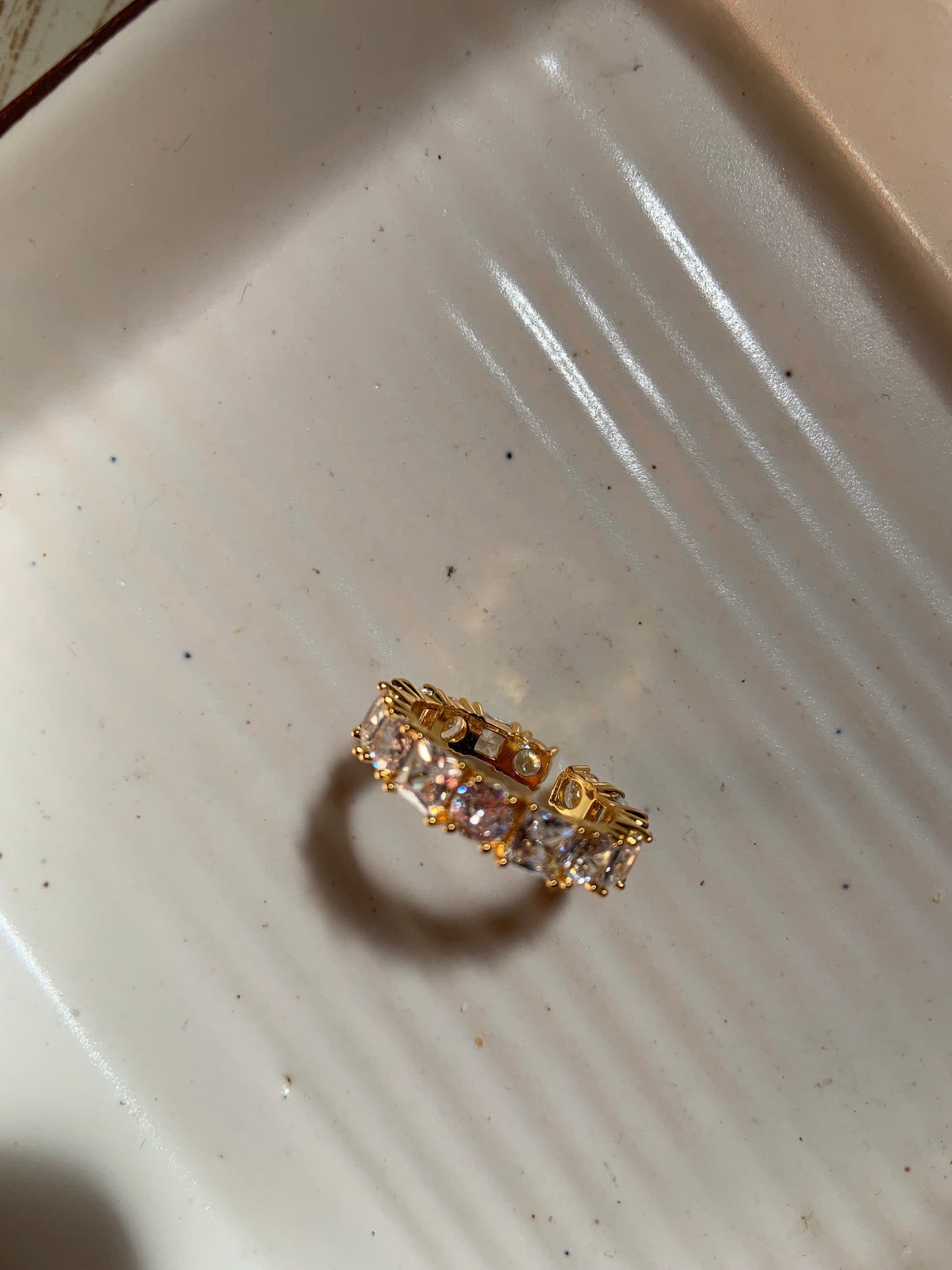 Chunky Crystal Band Rings Gold