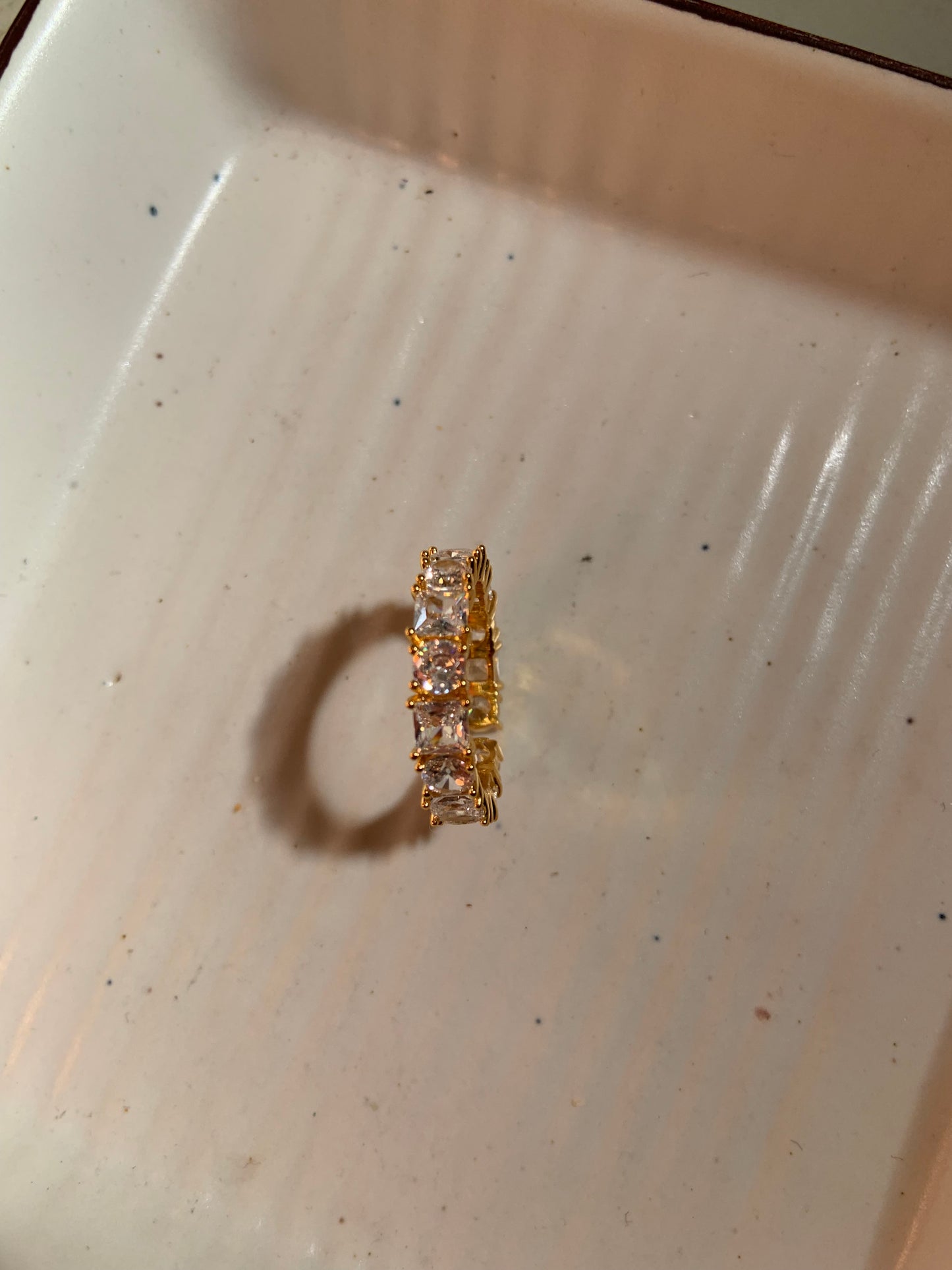 Chunky Crystal Band Rings Gold