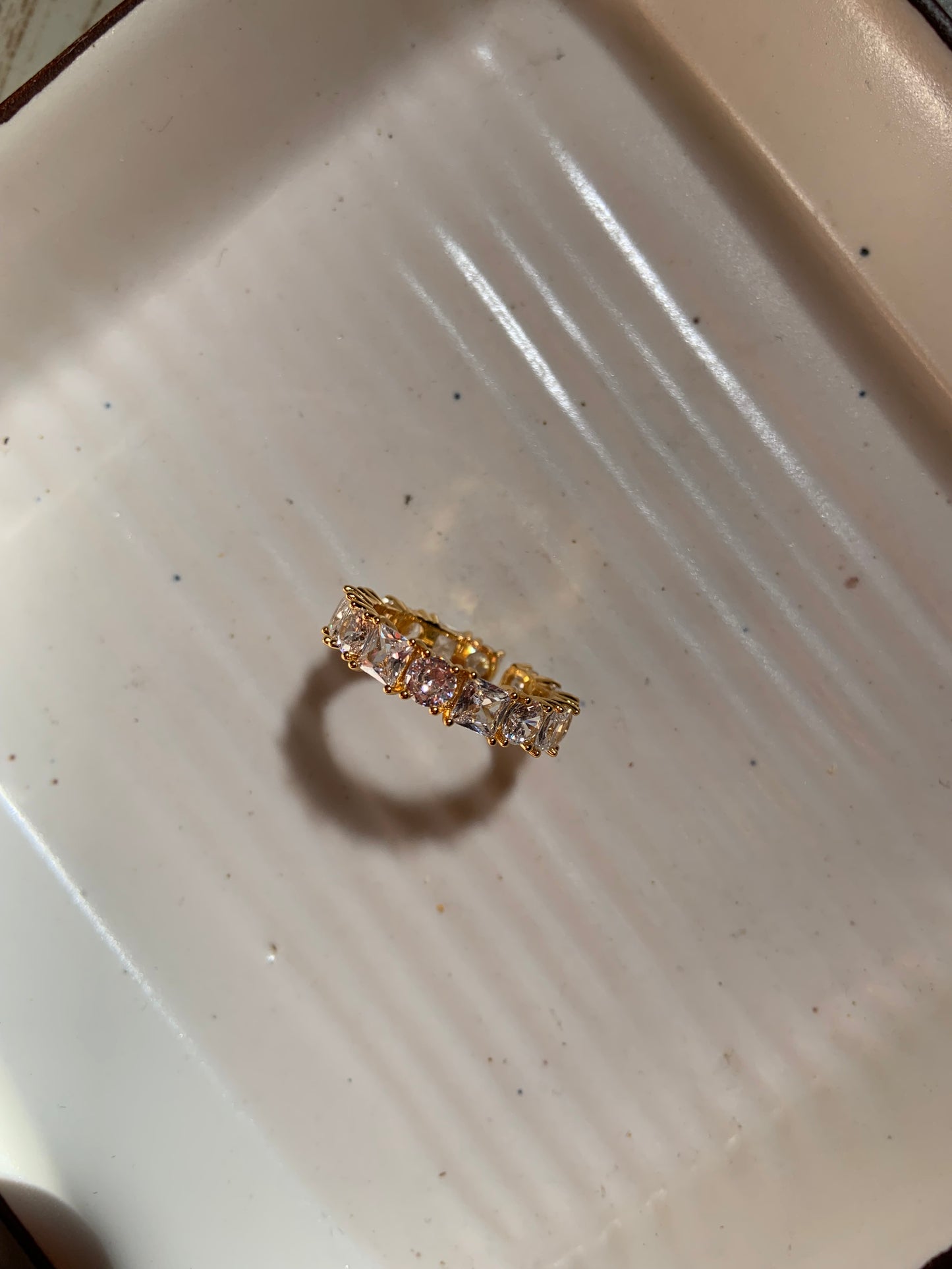 Chunky Crystal Band Rings Gold