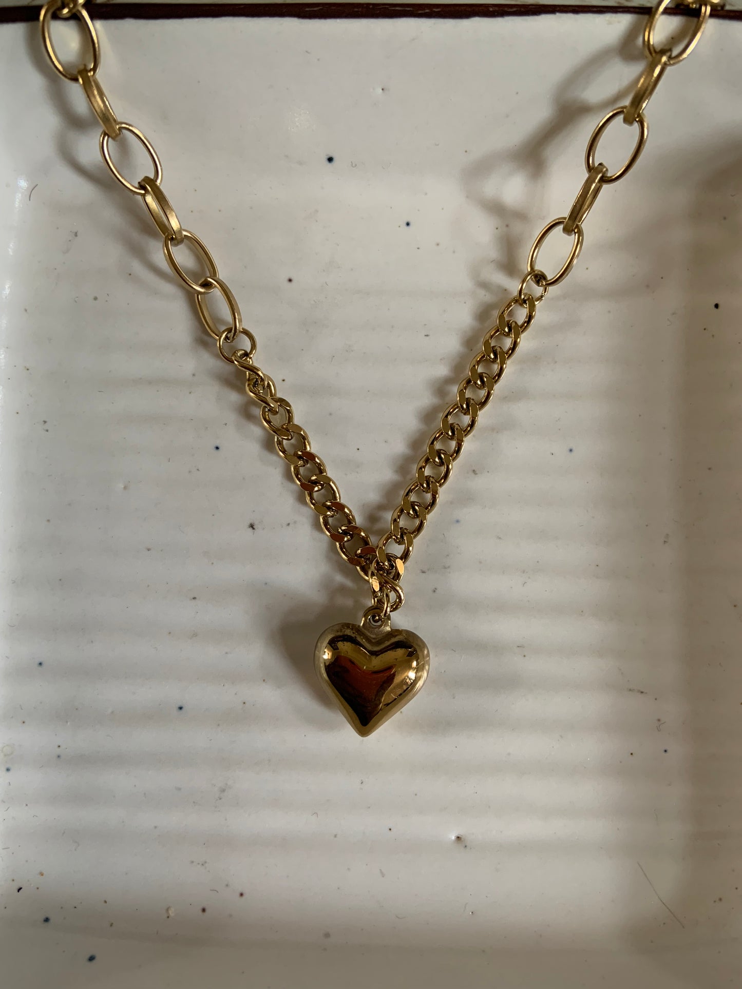 Chain & Heart Chunky Necklace