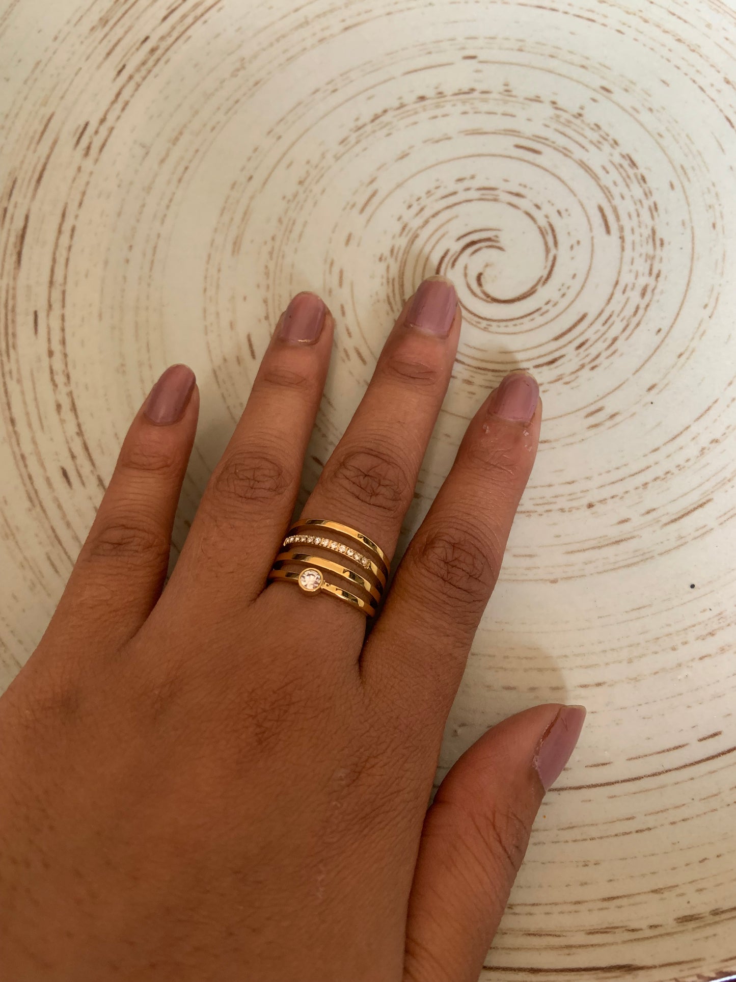 Multi Layer Crystal & Zircon Ring