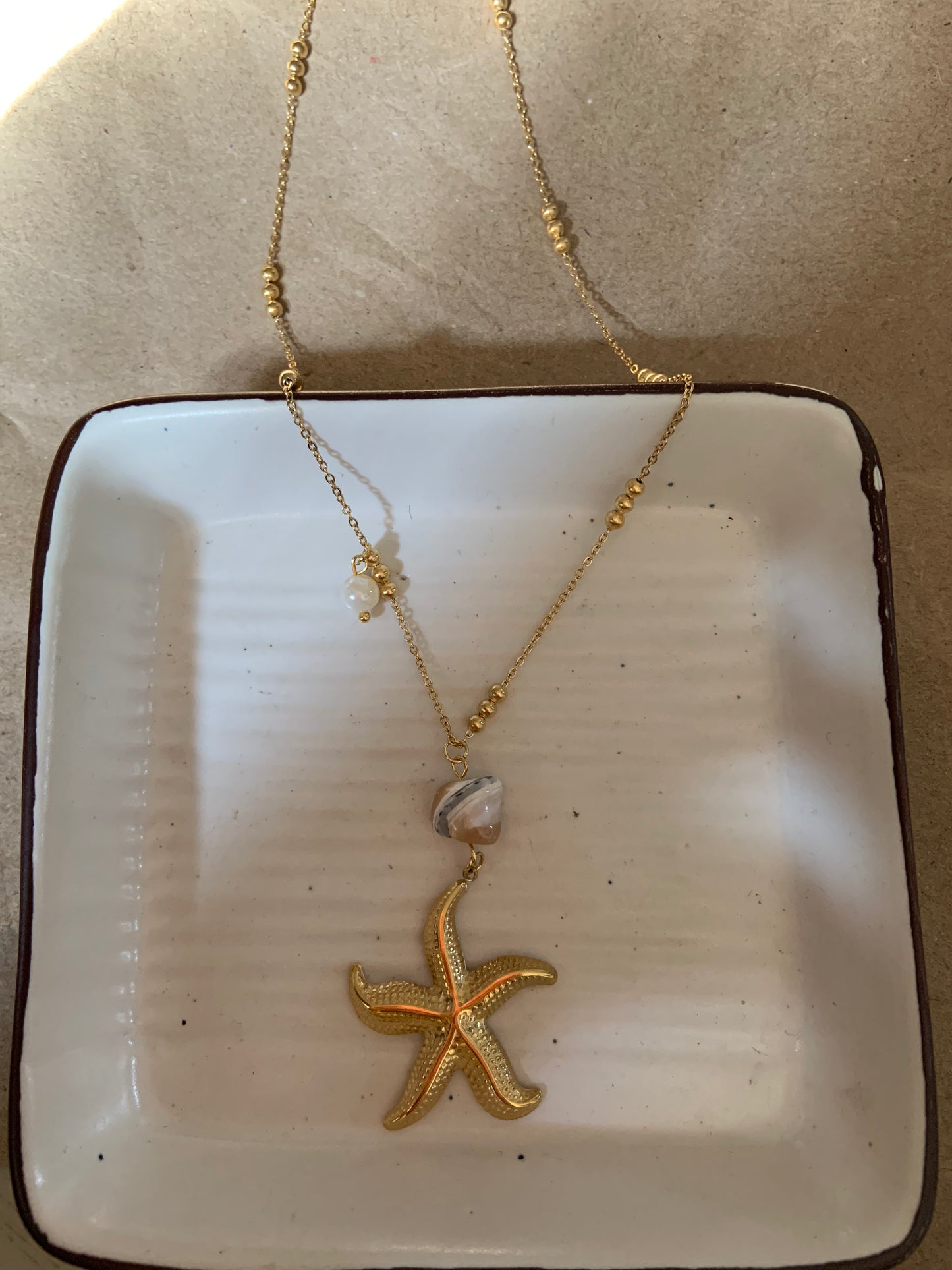 Big starfish & pearl Beach Necklace