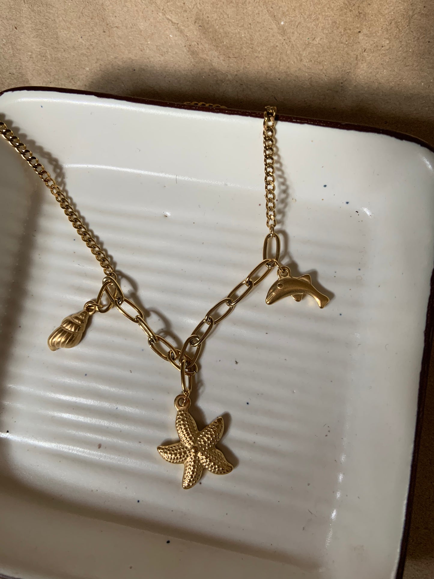 The chain & Beach Necklace (dolphin ,starfish ,sea shell
