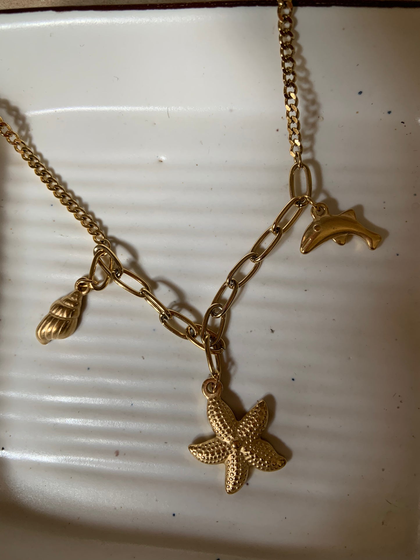 The chain & Beach Necklace (dolphin ,starfish ,sea shell