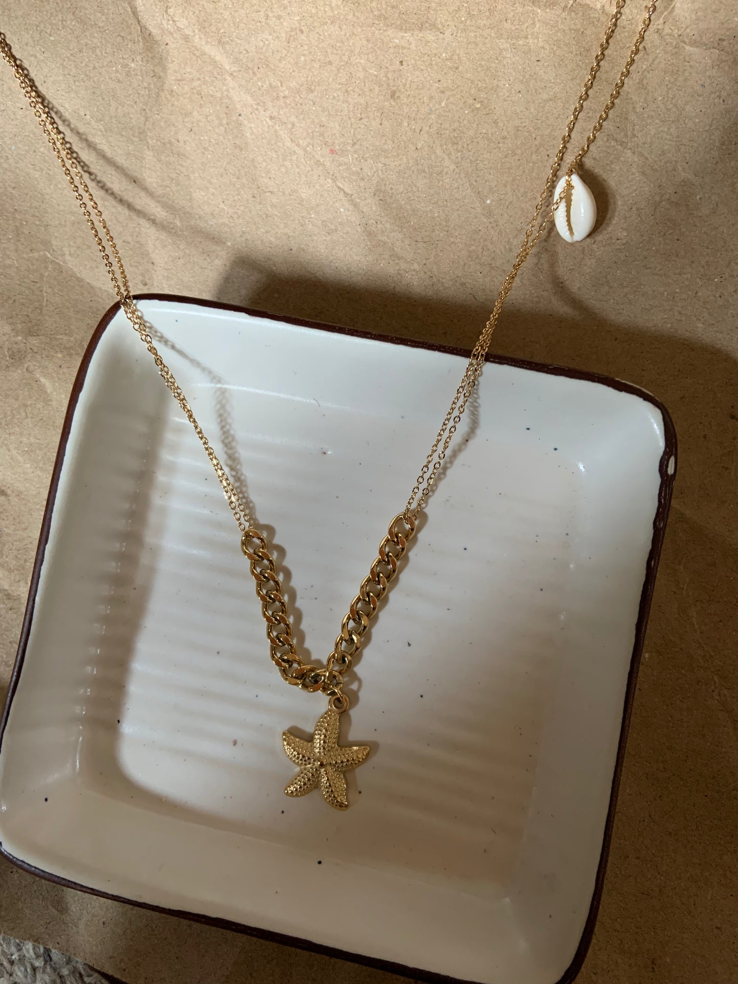 Chunky Chain Starfish Pearl Necklace