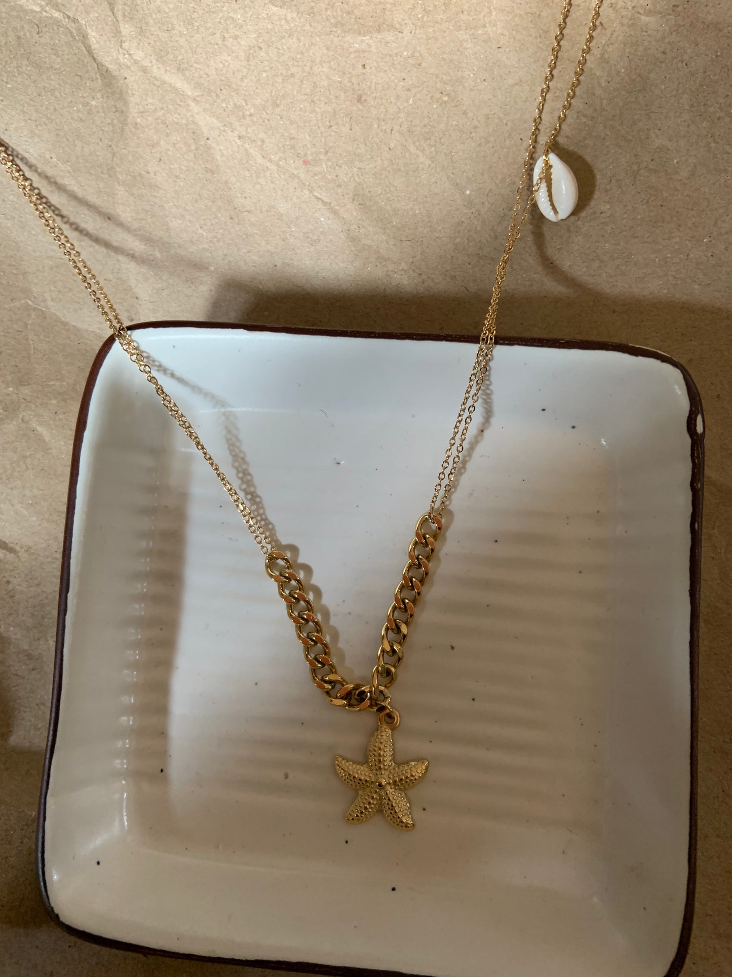 Chunky Chain Starfish Pearl Necklace