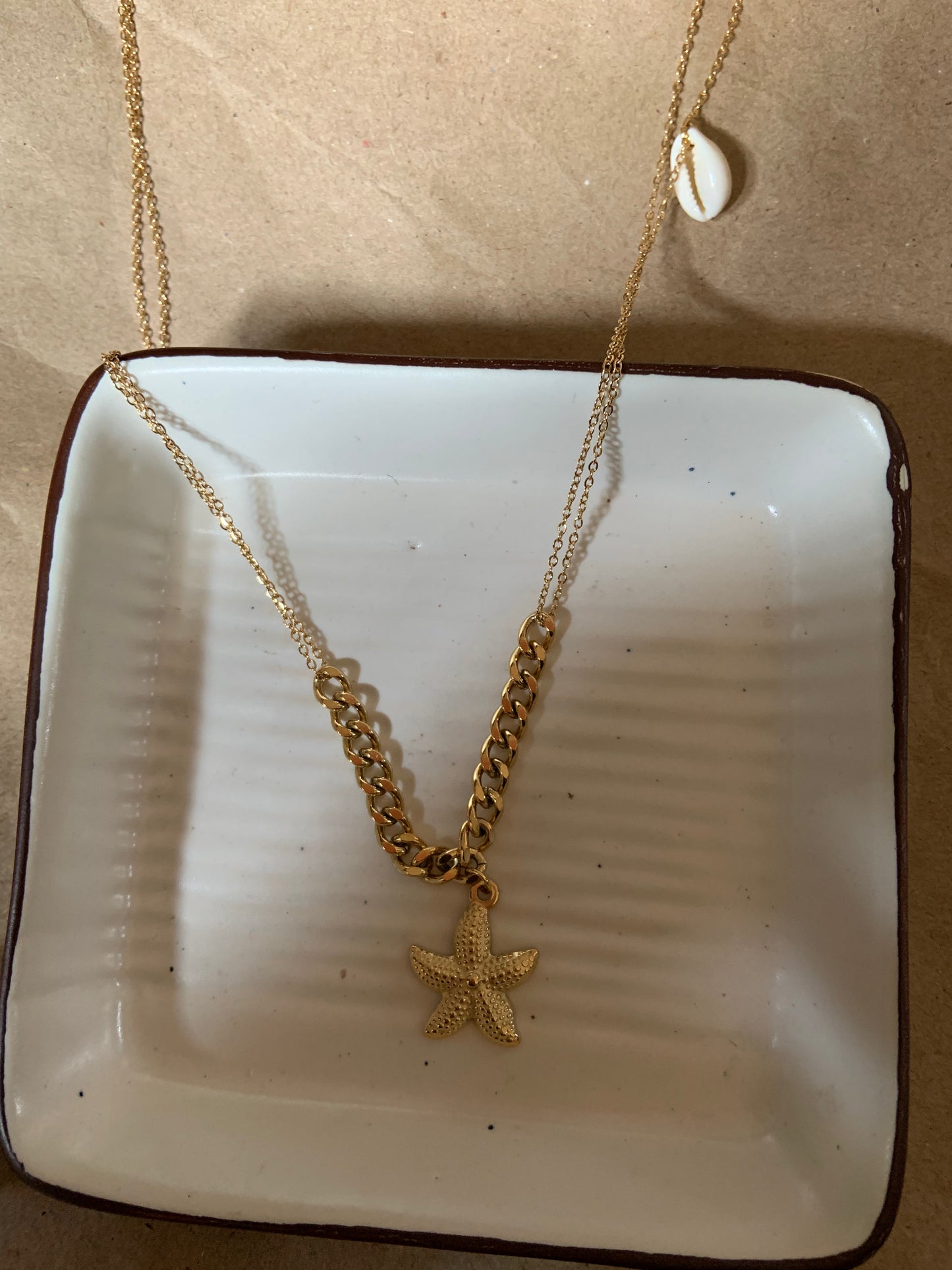 Chunky Chain Starfish Pearl Necklace