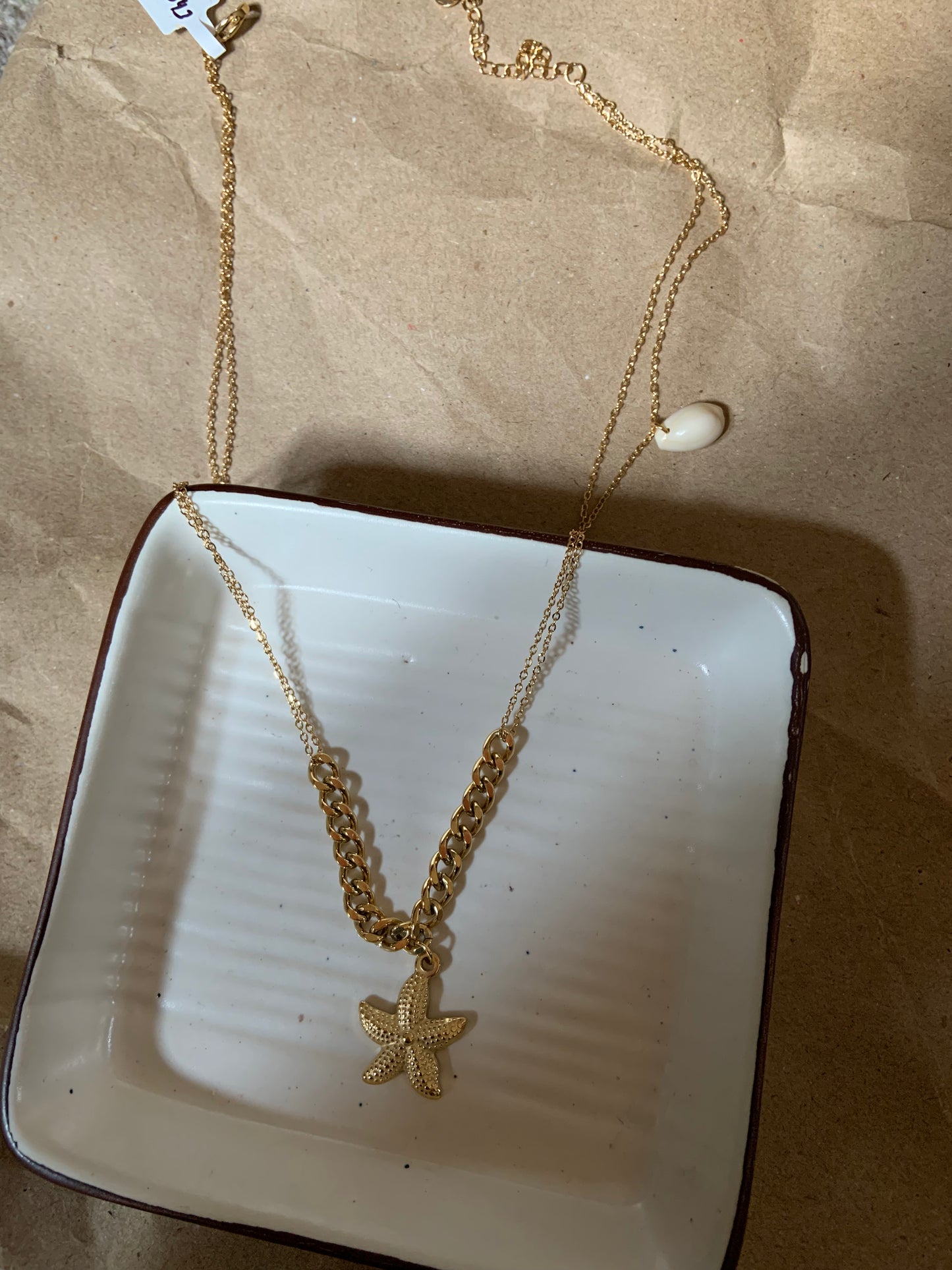 Chunky Chain Starfish Pearl Necklace