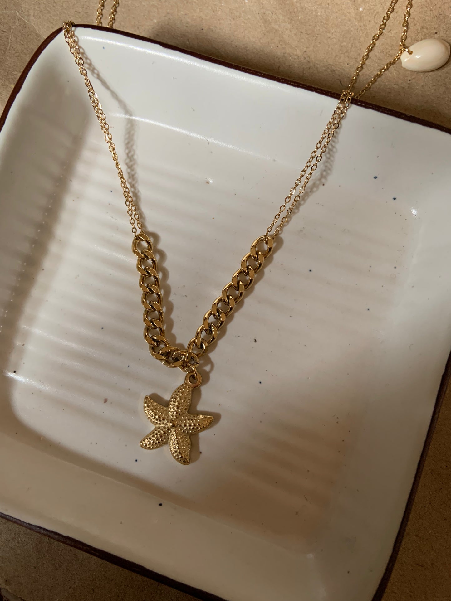 Chunky Chain Starfish Pearl Necklace