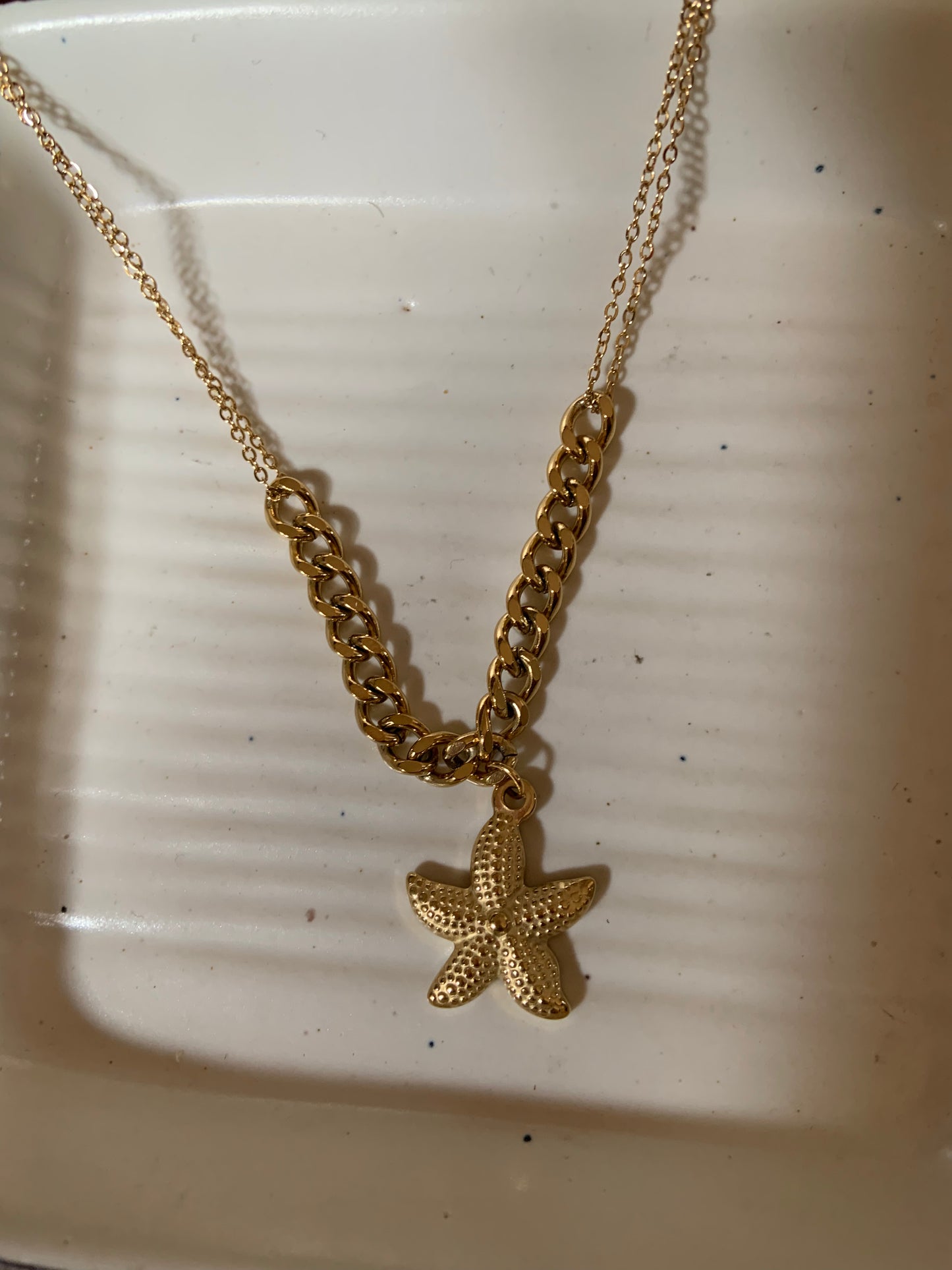 Chunky Chain Starfish Pearl Necklace
