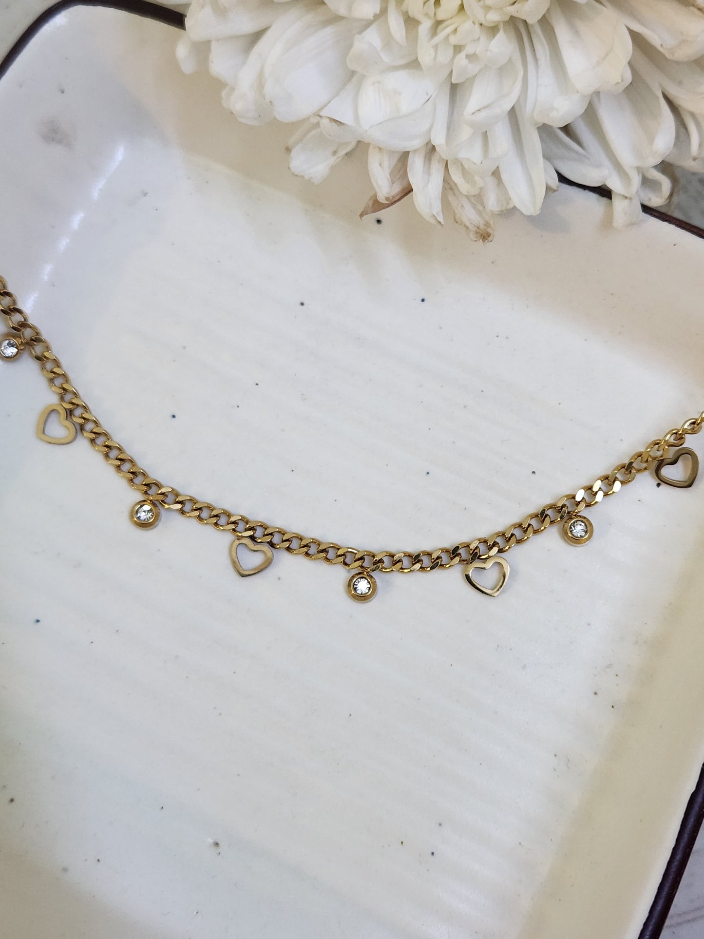 Hollow Heart &Zircon Chain