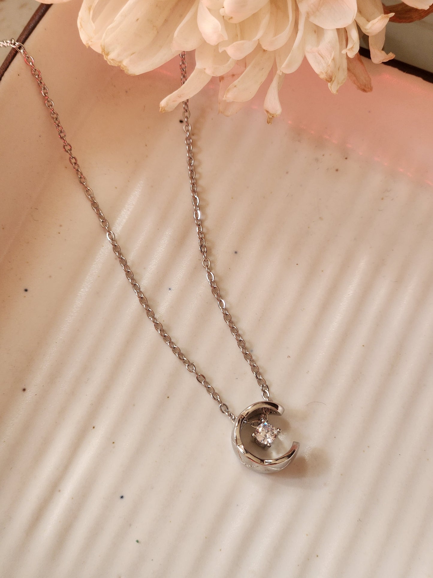 The Moon And Star Zircon Necklace