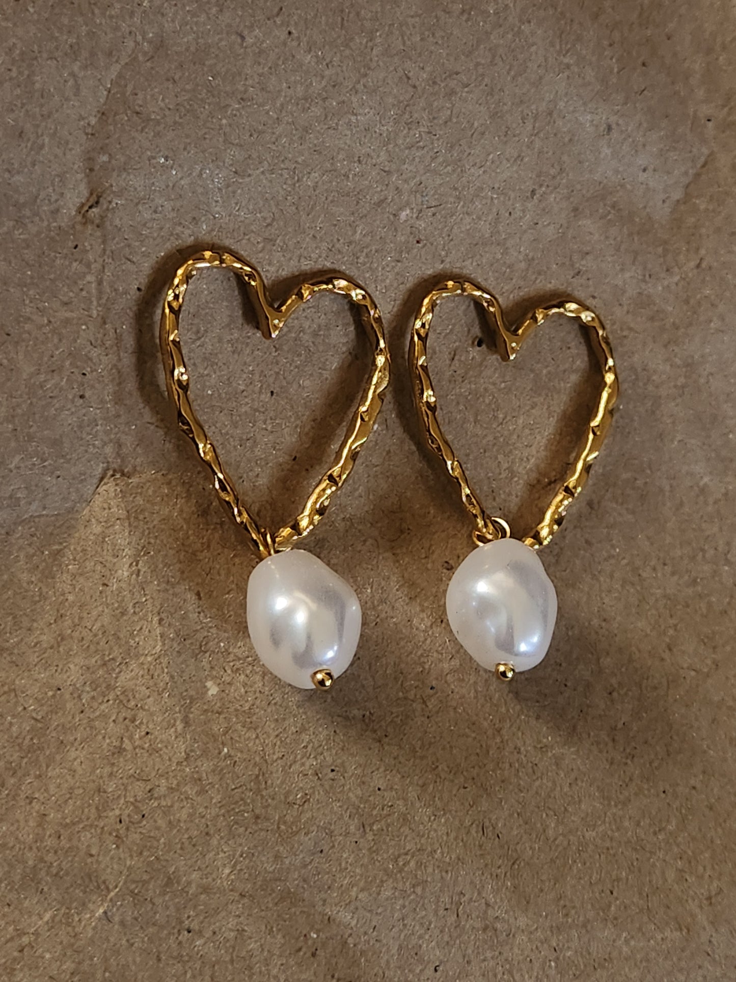Heart Pearl Drop Earrings