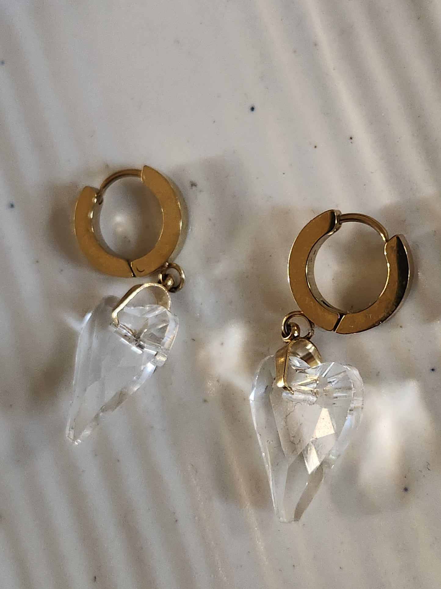 Crystal Heart Dangler Earrings