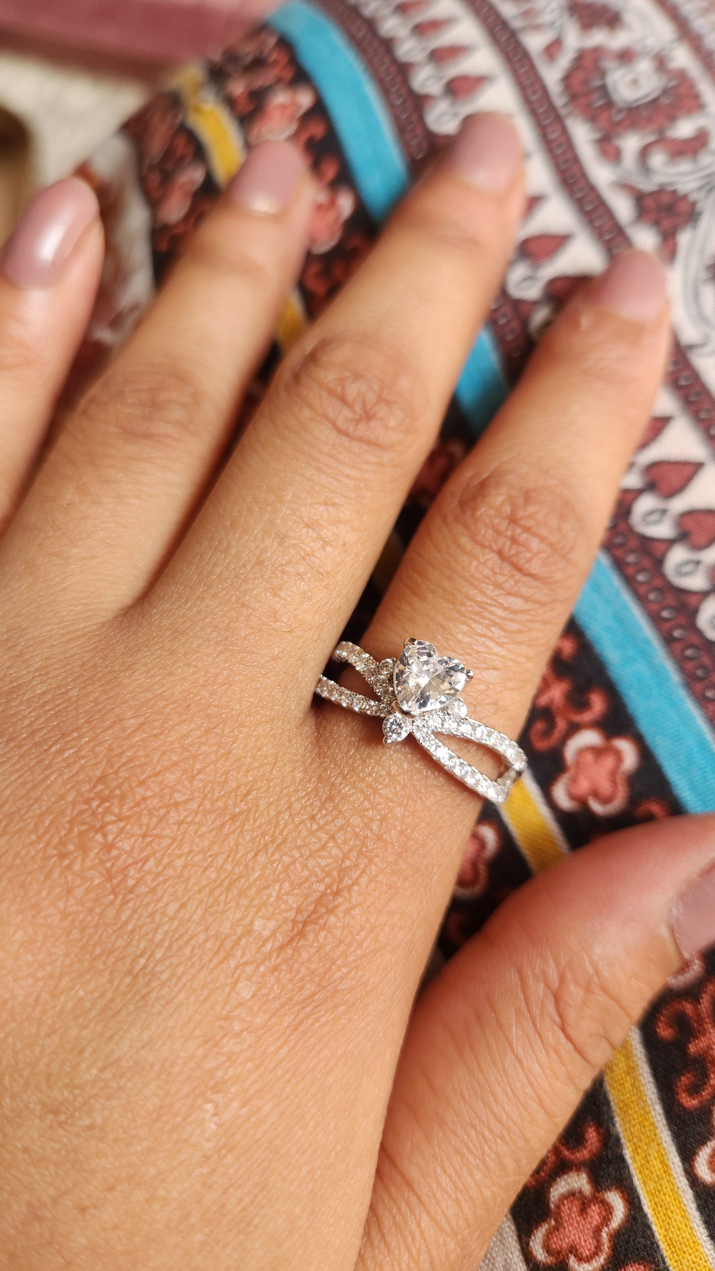 Heart Solidature Big Ring With Dual Band