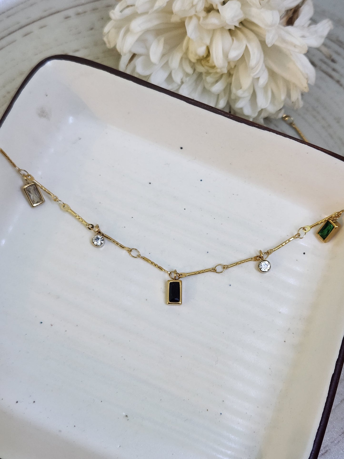 Spheres &Rectangle Connected Chain Necklace