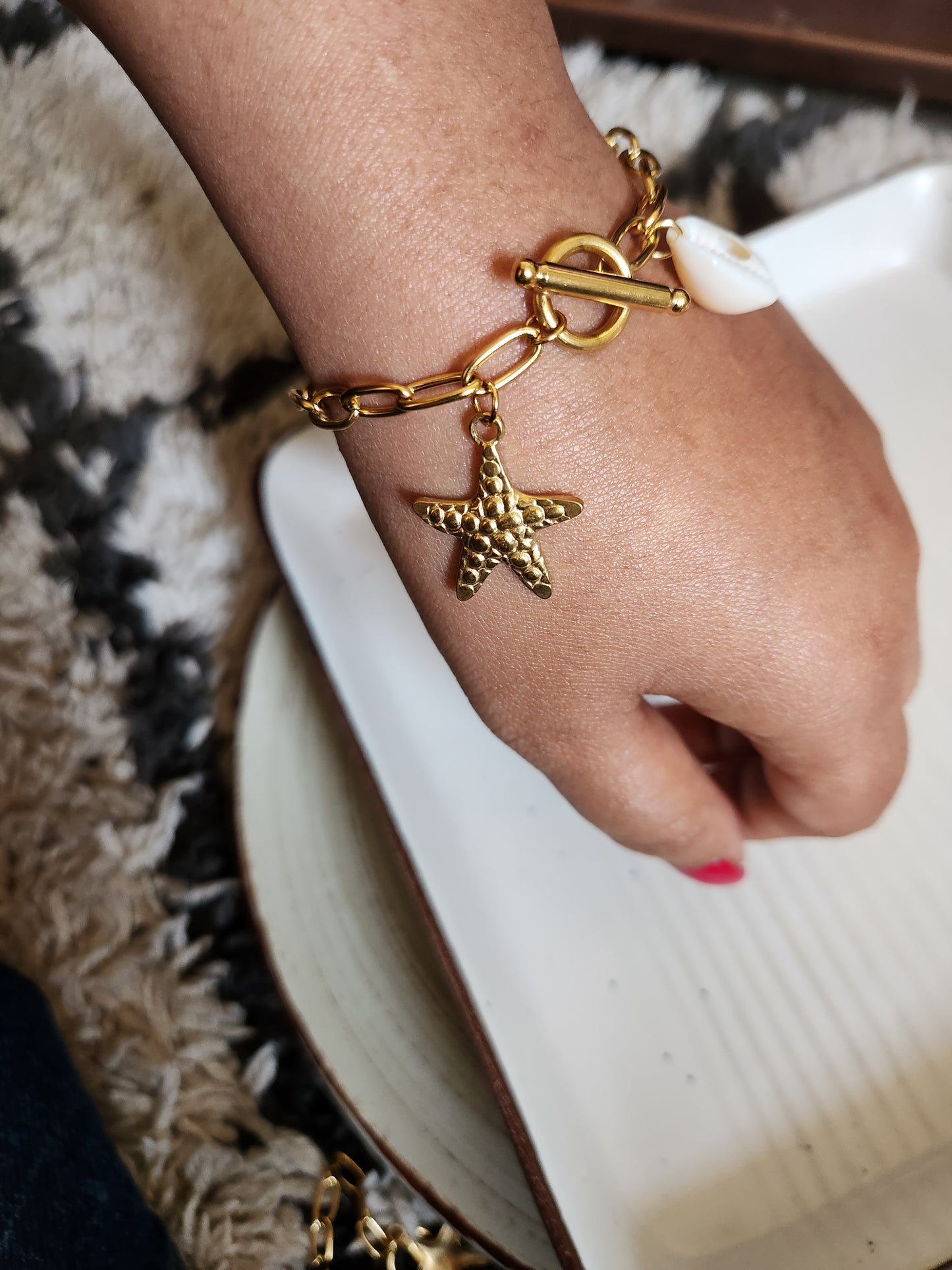 Starfish Seashell Chain Bracelet