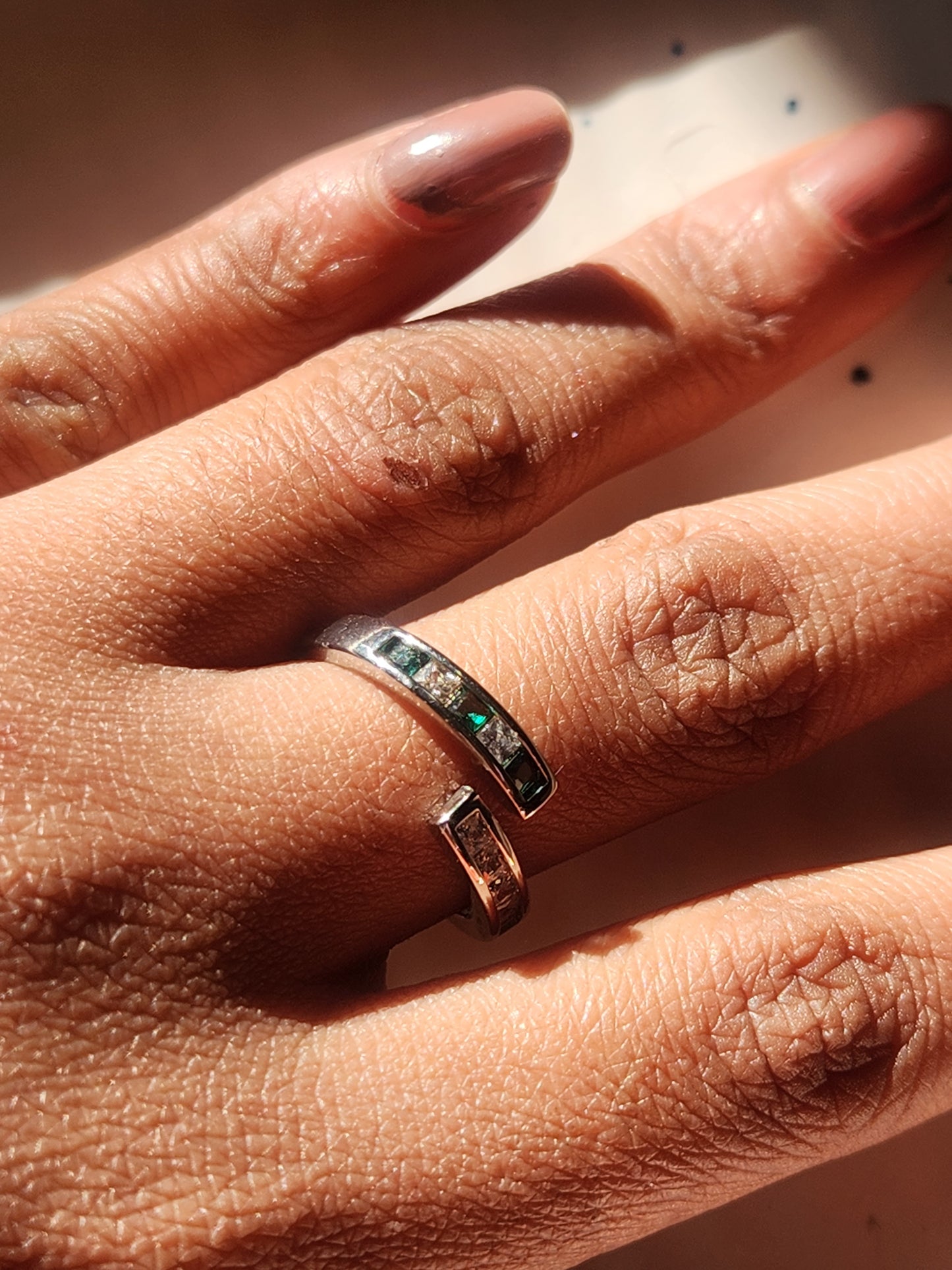 Green Crystal Open Rings