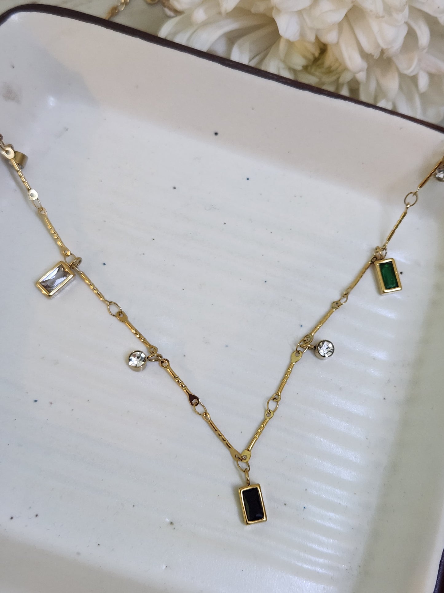 Spheres &Rectangle Connected Chain Necklace