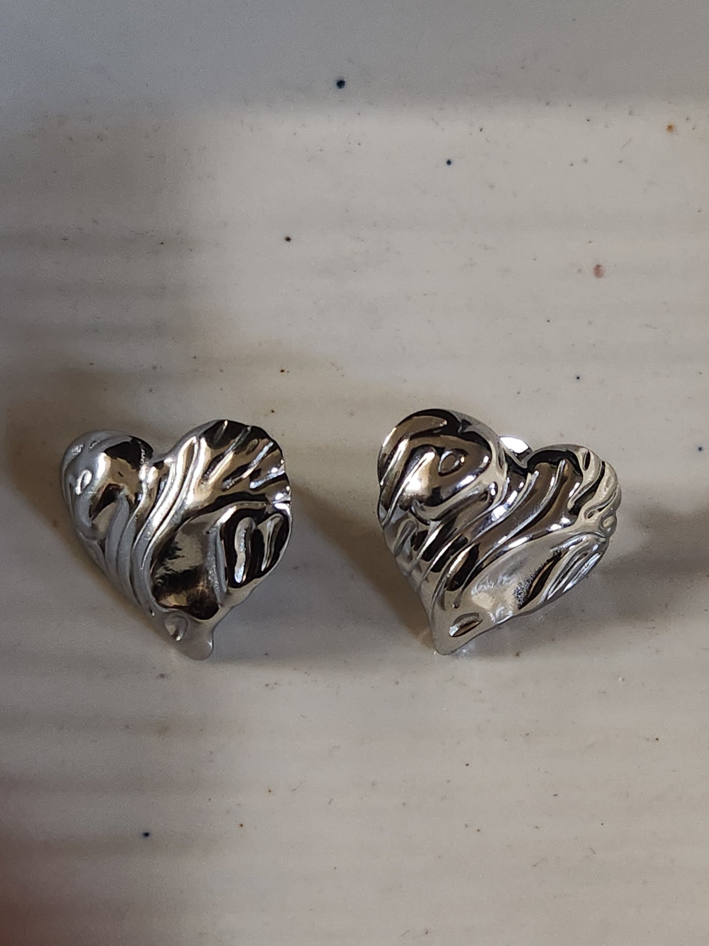 Melted Heart Stud In Silver