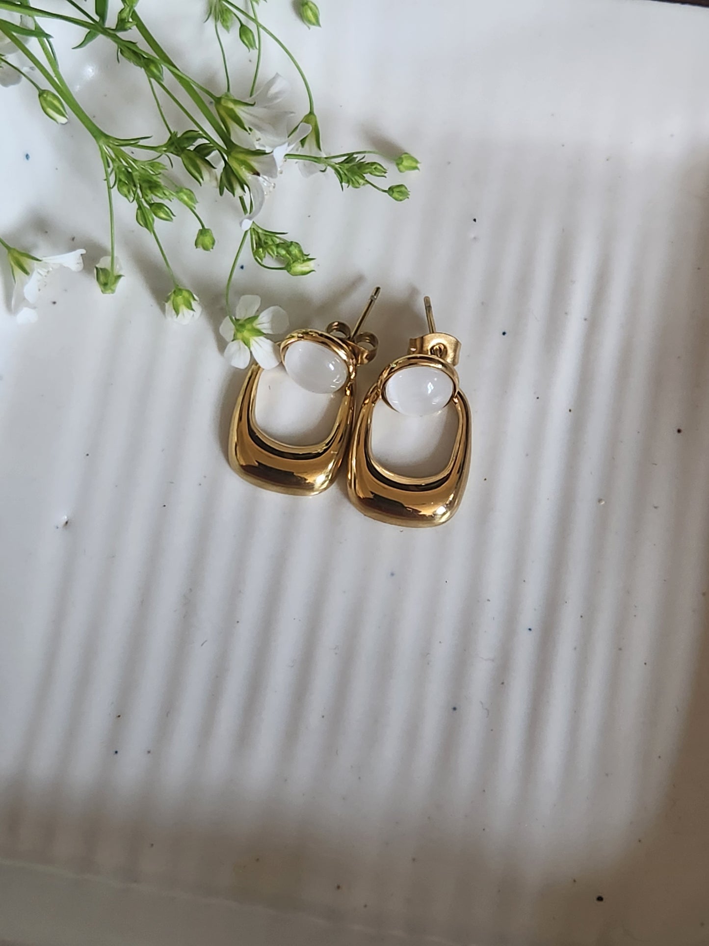 Pearl Square Earrings