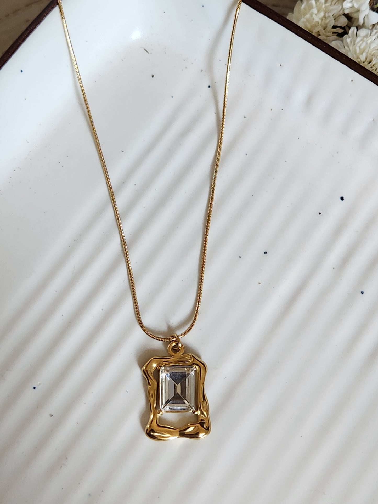 Branch & Zircon Snake Chain Necklace