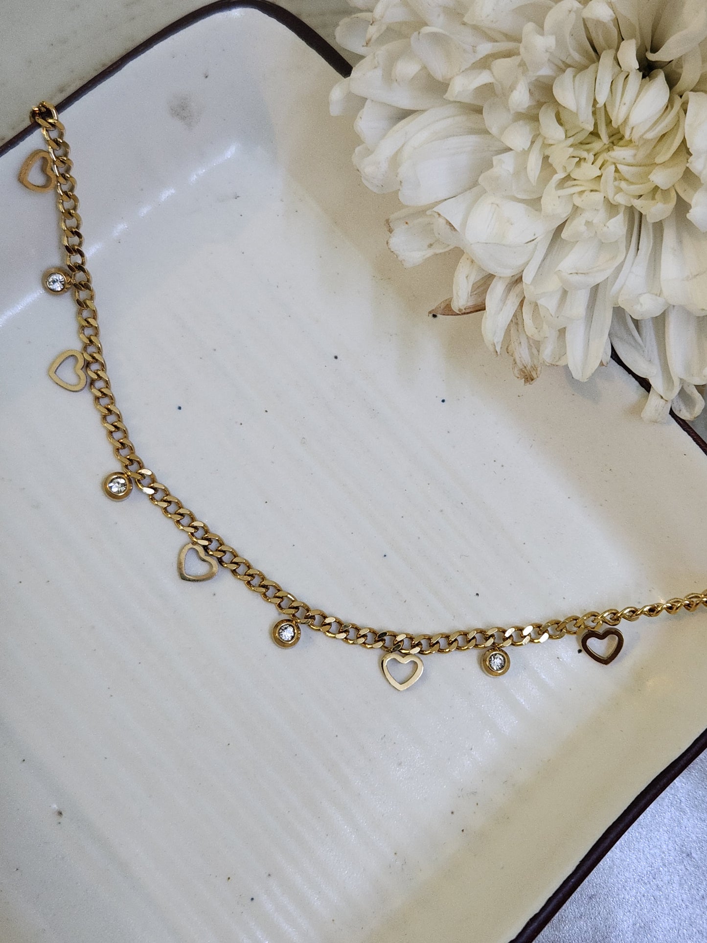 Hollow Heart &Zircon Chain