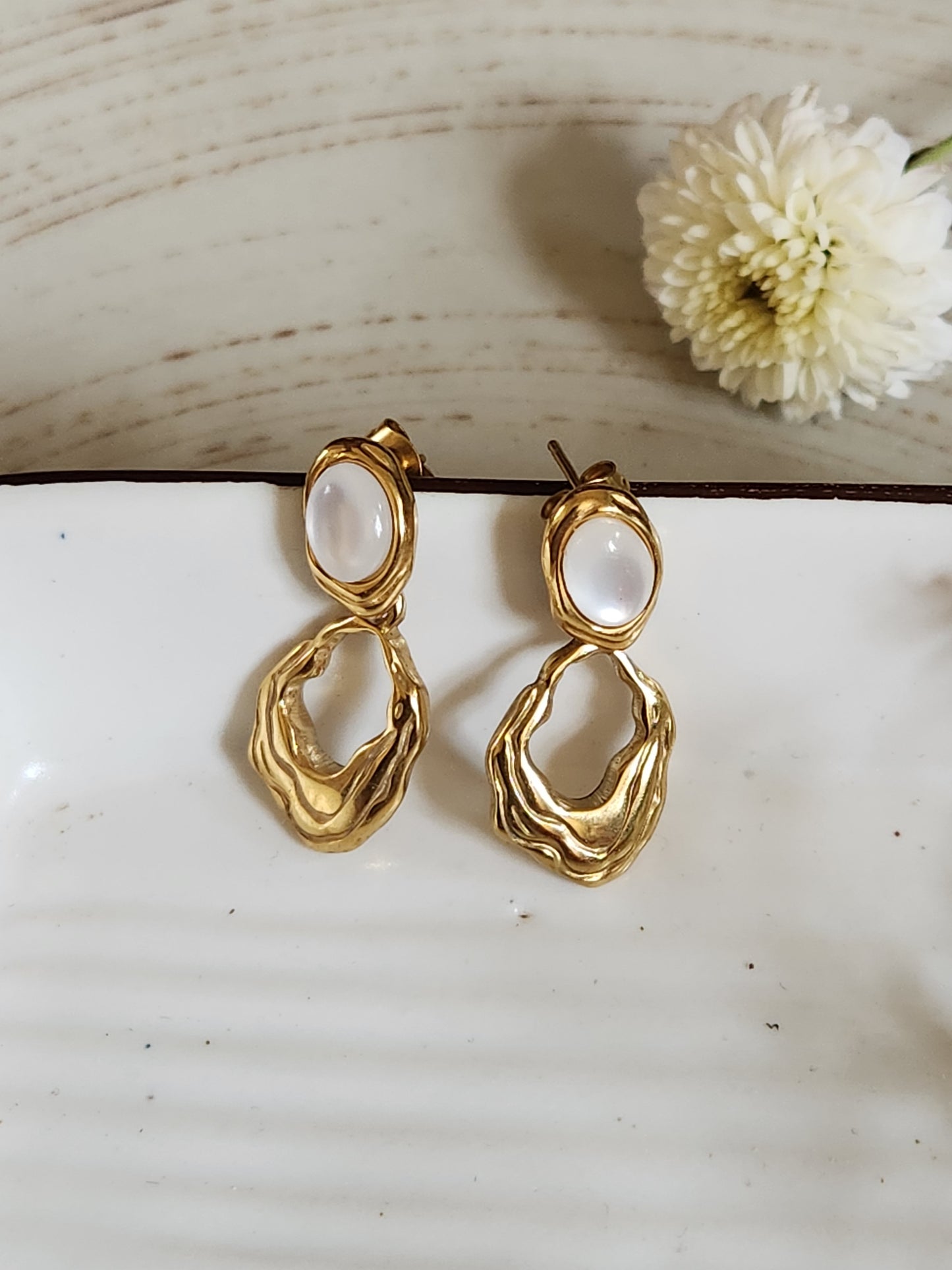 Pearl Drop Texture Earrings