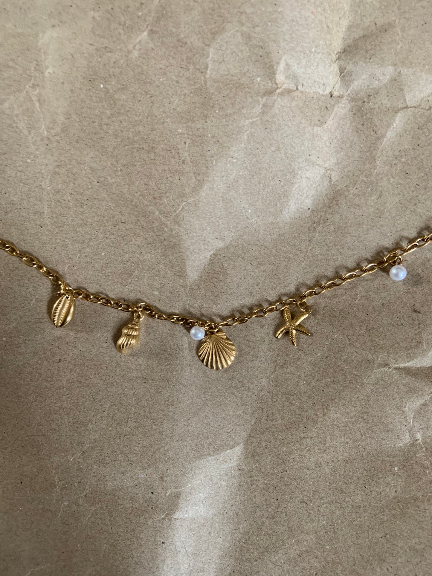Coartal Fliss Necklace (sea ,shell ,starfish ,pearl)