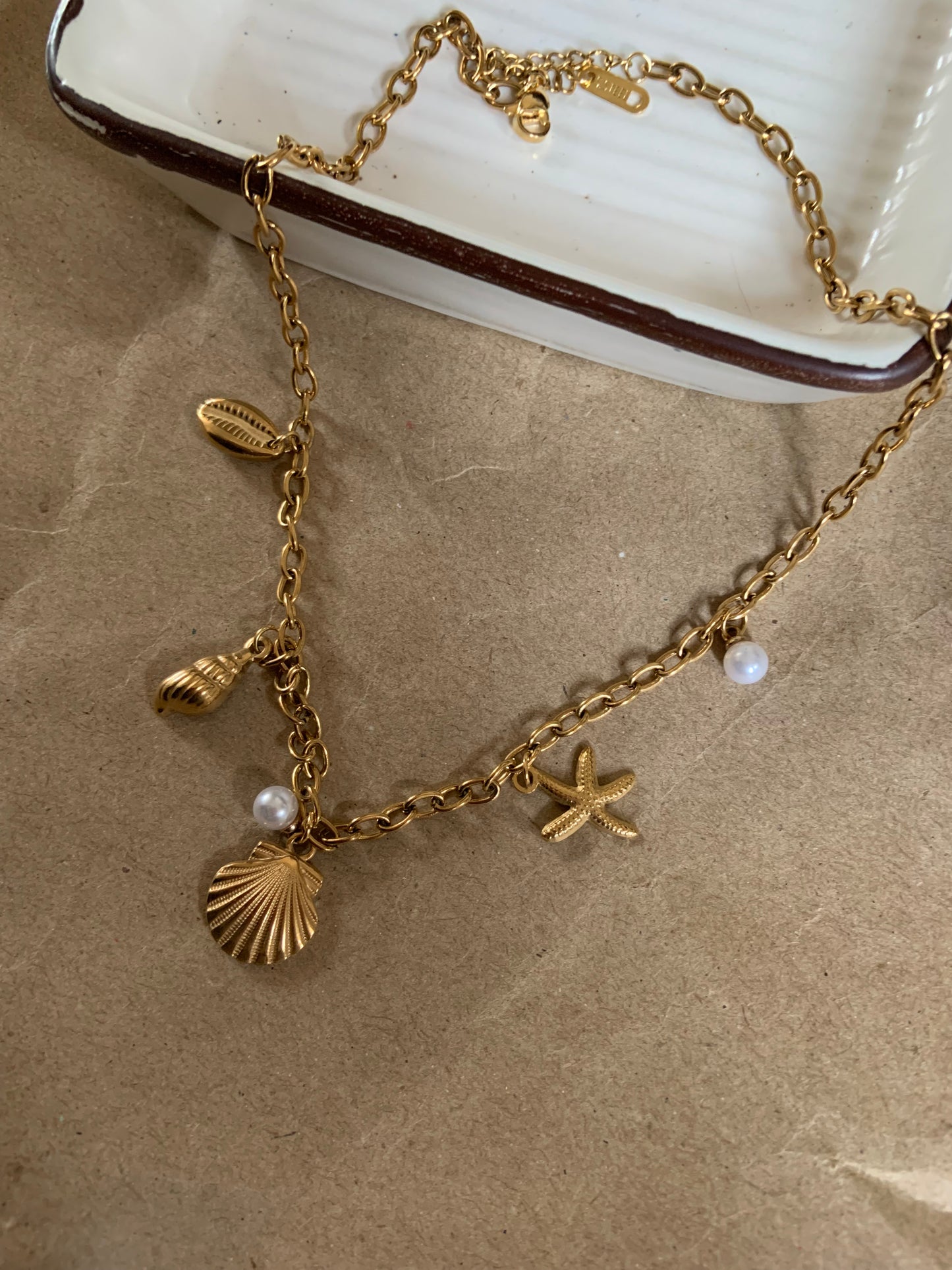 Coartal Fliss Necklace (sea ,shell ,starfish ,pearl)