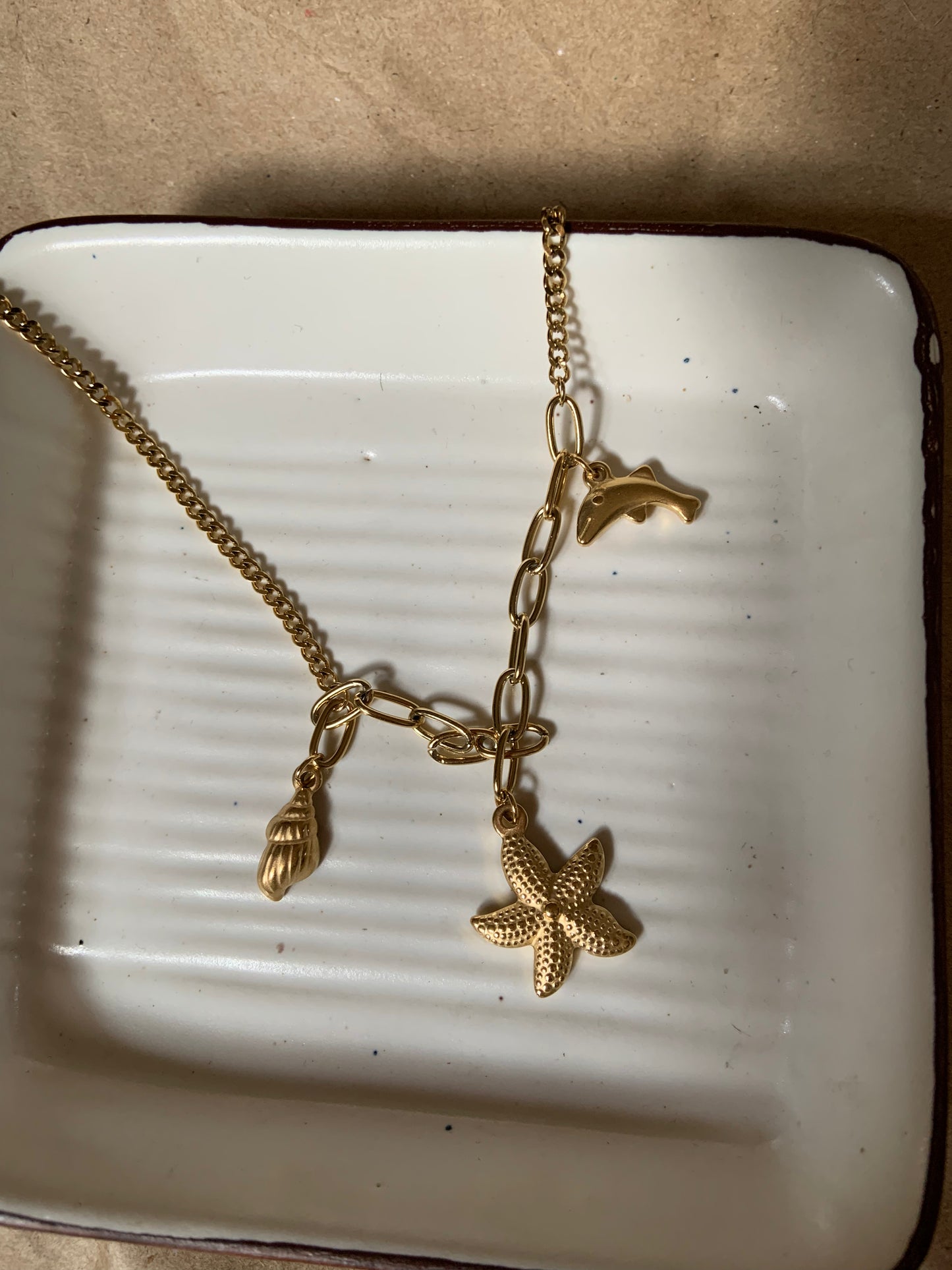 The chain & Beach Necklace (dolphin ,starfish ,sea shell