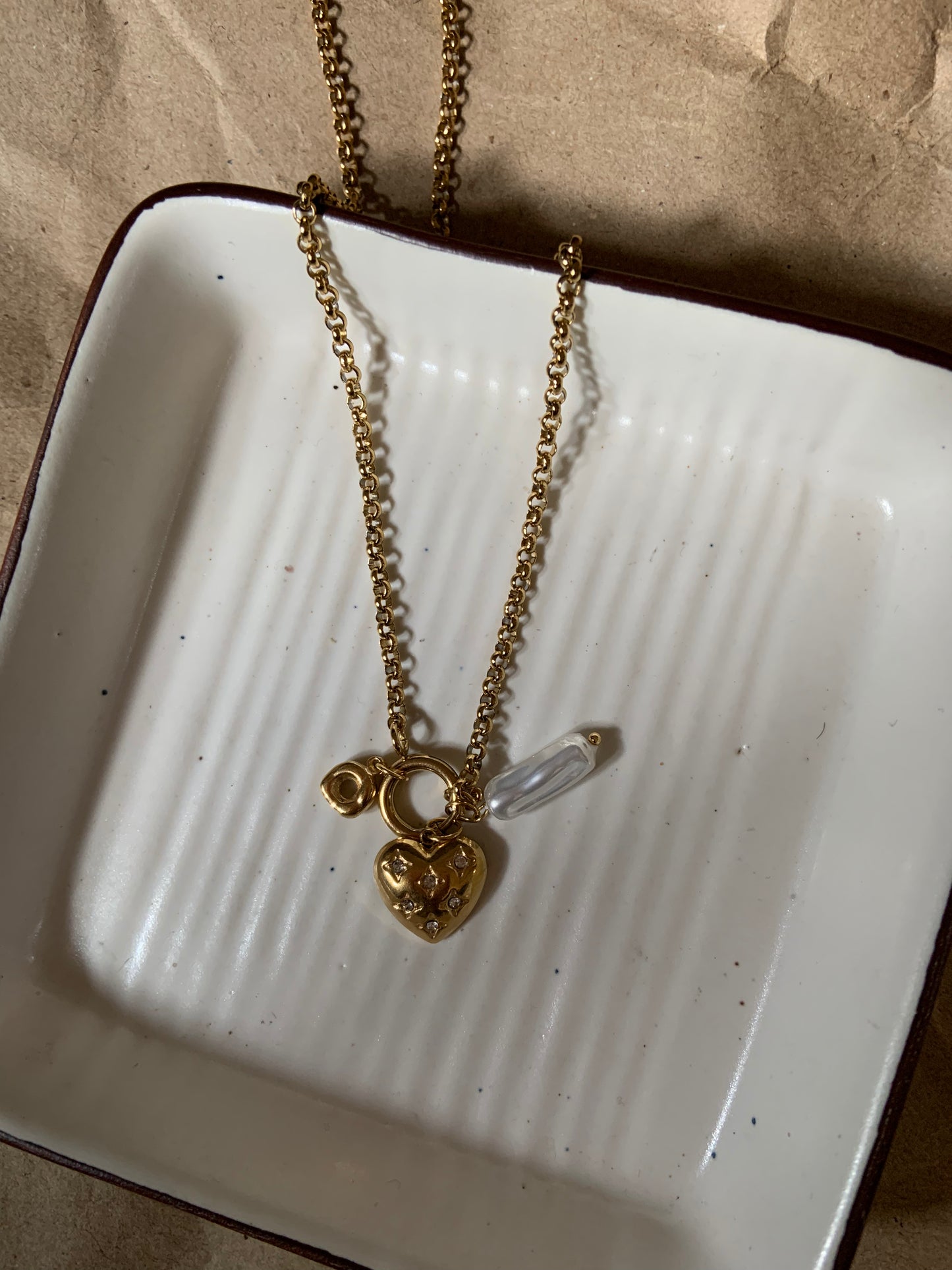 Zircon Heart With Pearl Necklace