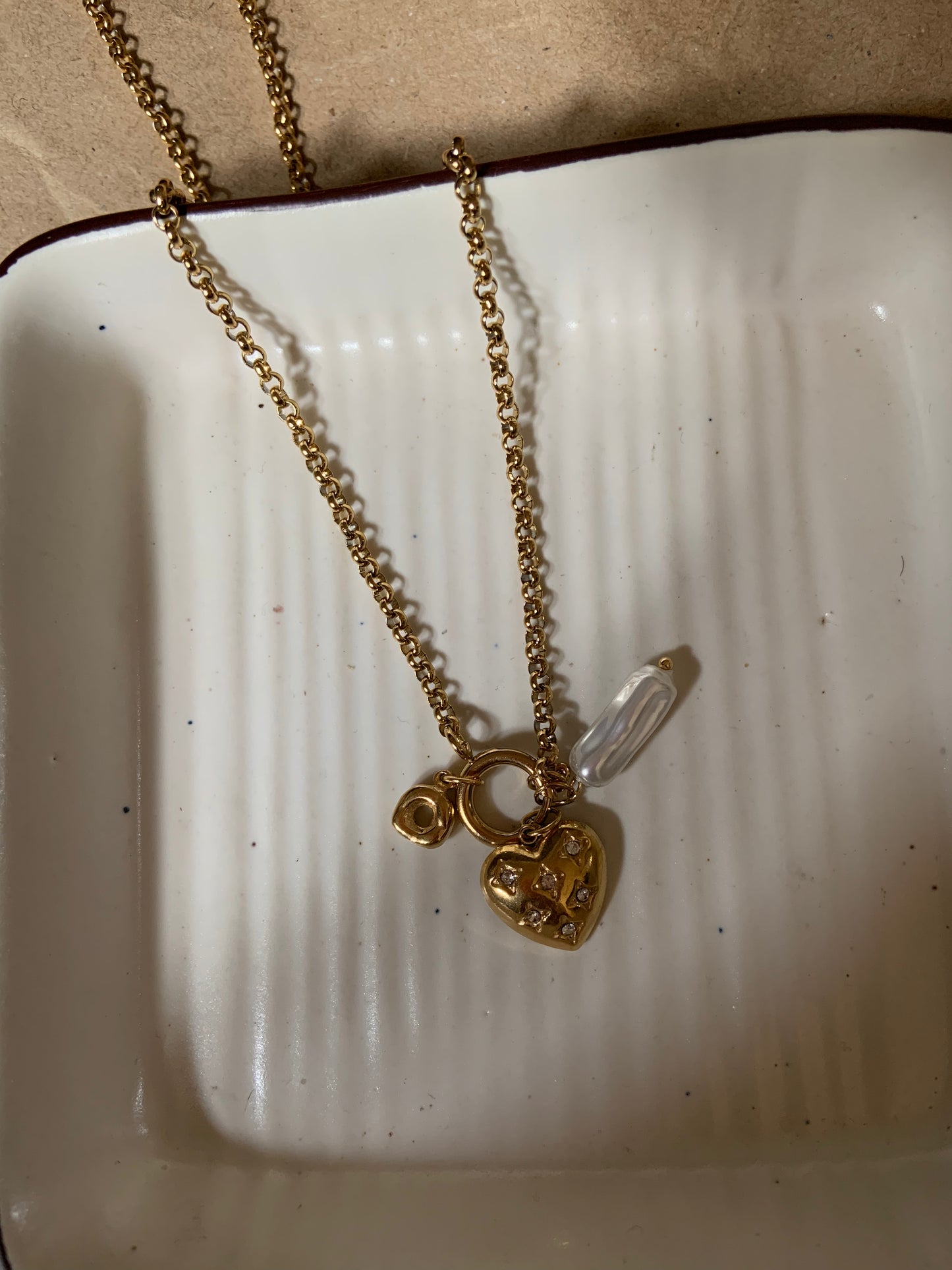 Zircon Heart With Pearl Necklace