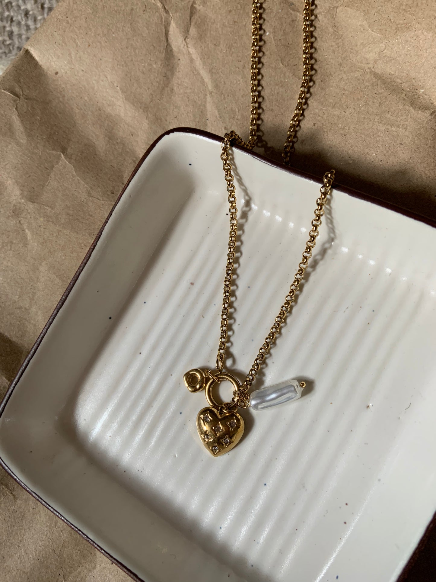 Zircon Heart With Pearl Necklace