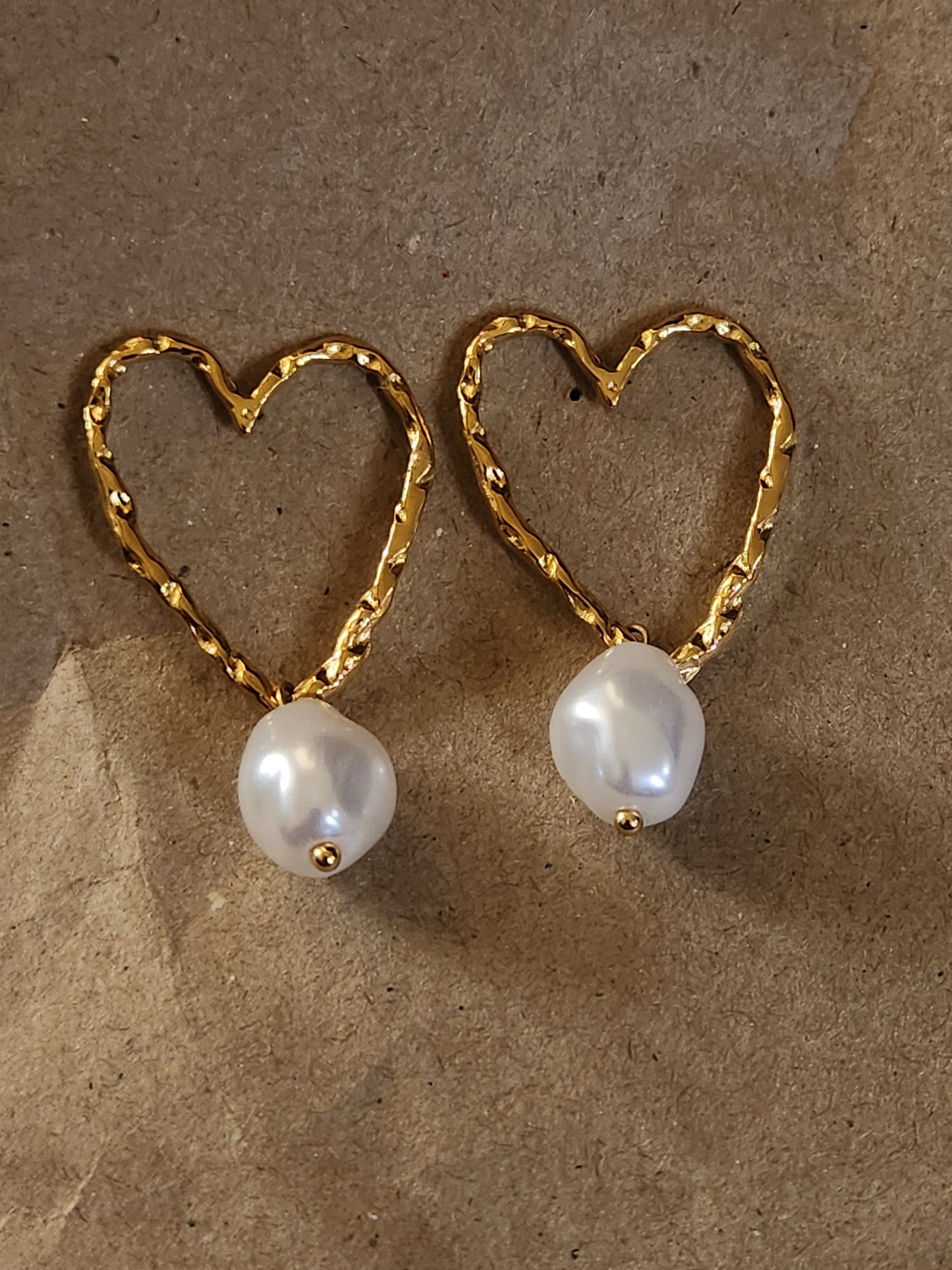 Heart Pearl Drop Earrings