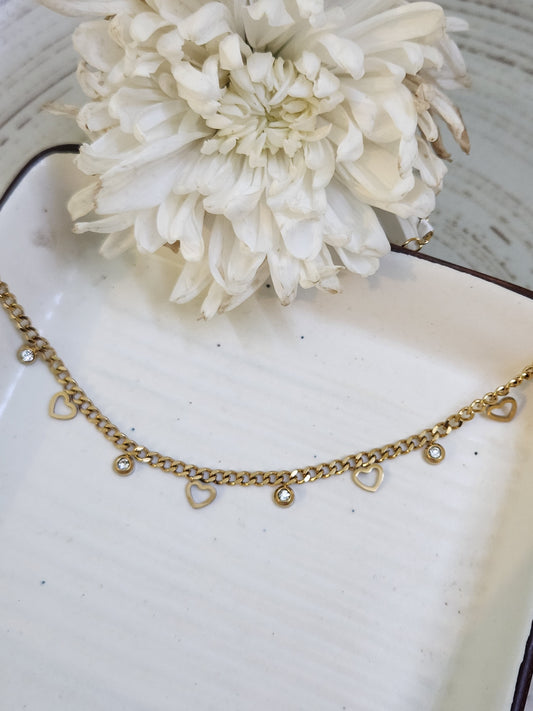 Hollow Heart &Zircon Chain