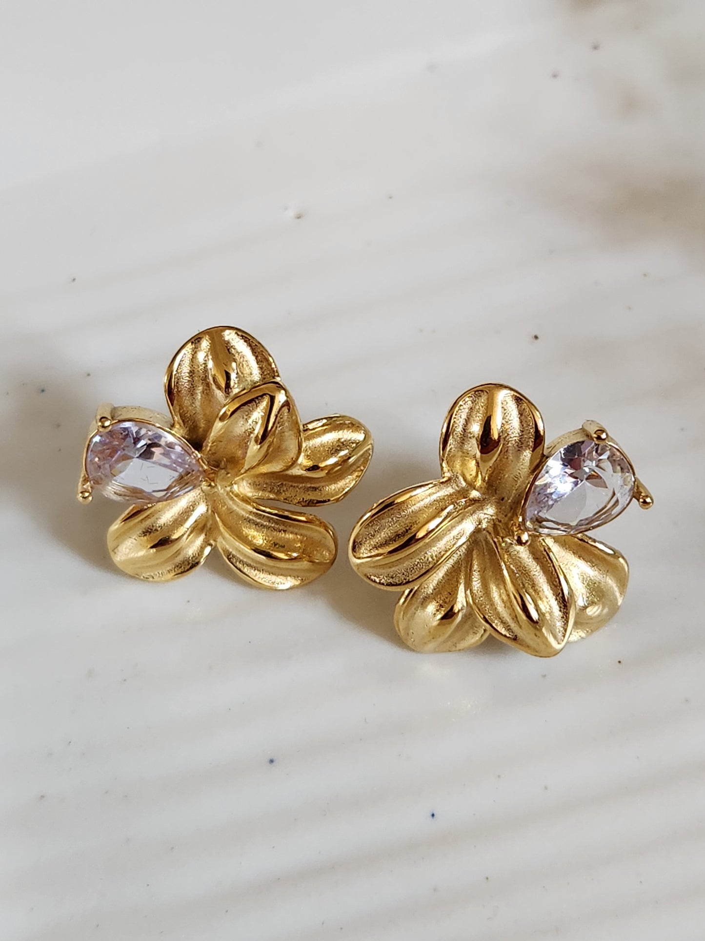 Floral Crystal Camellia Studs