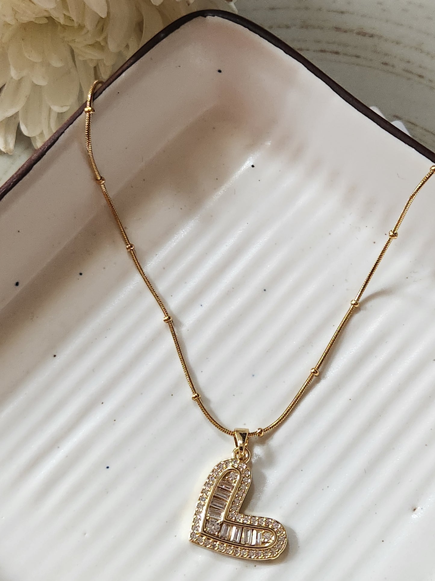 Heart& Zircon Necklace