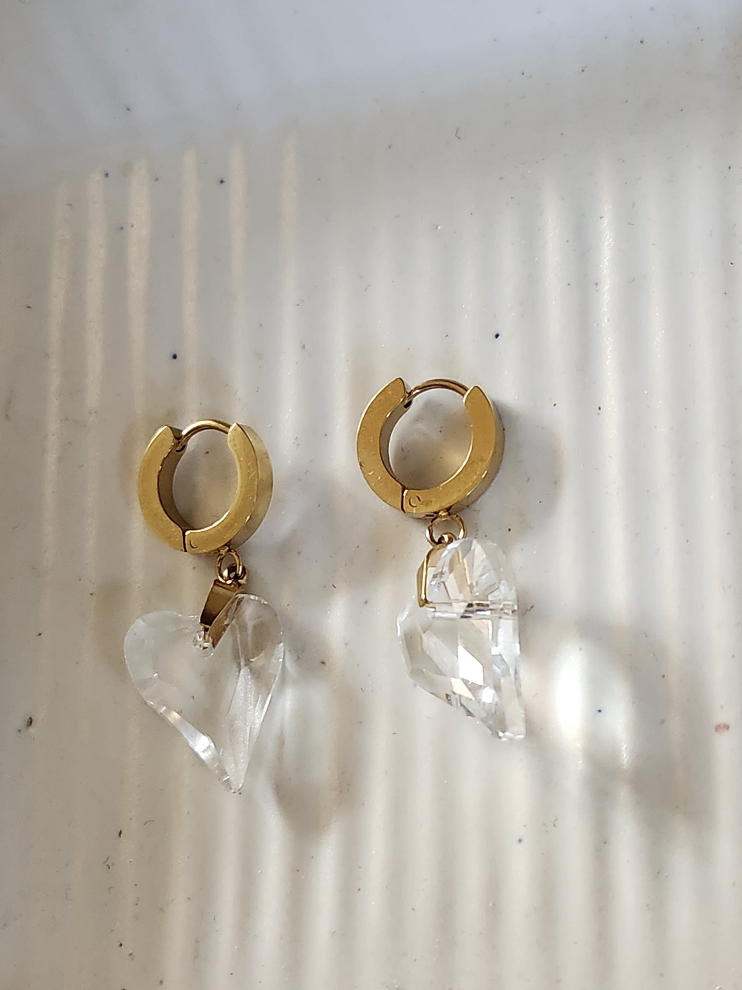 Crystal Heart Dangler Earrings