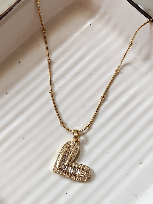 Heart& Zircon Necklace