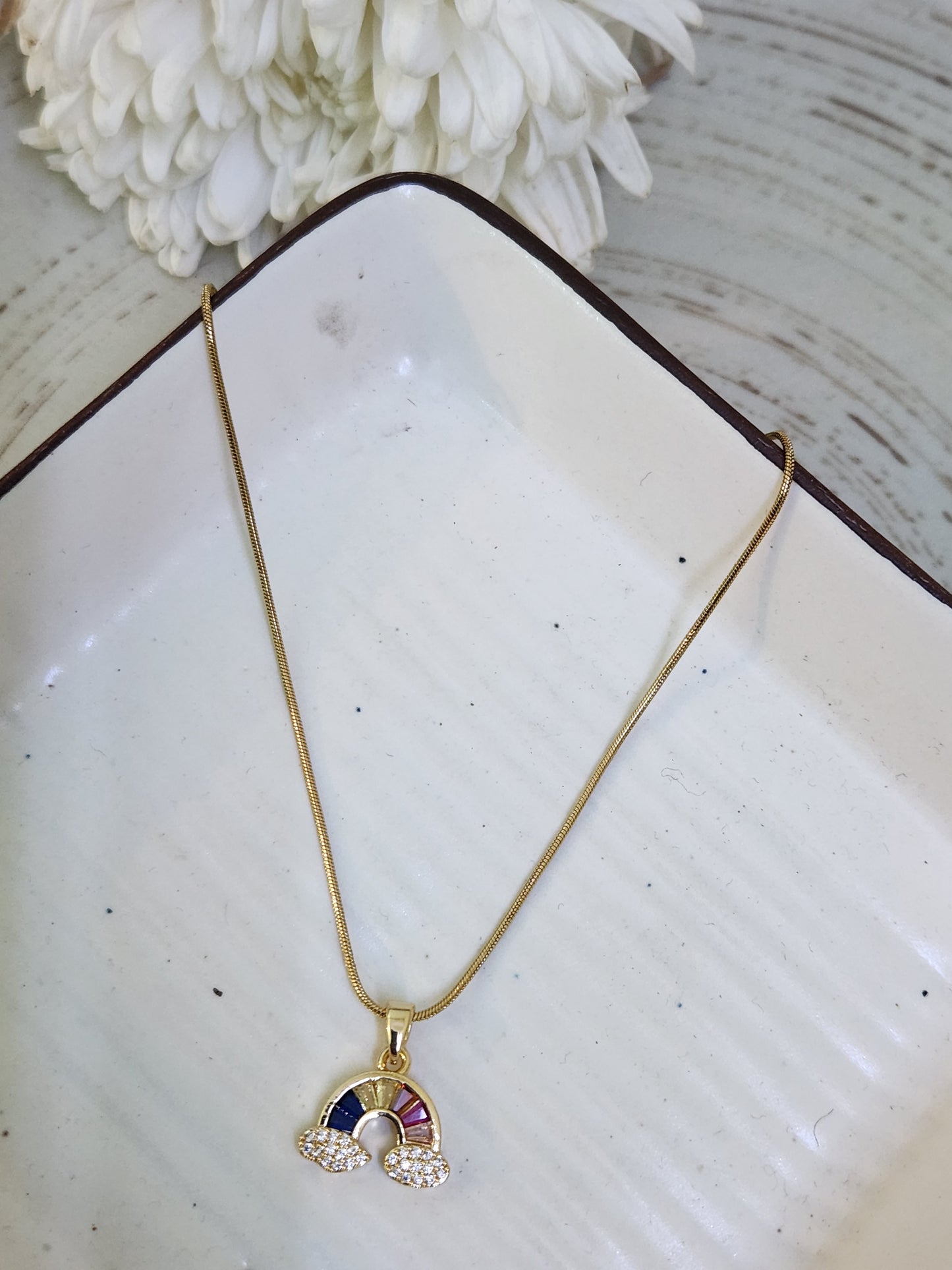 Rainbow Cloud With Zircon & Crystal