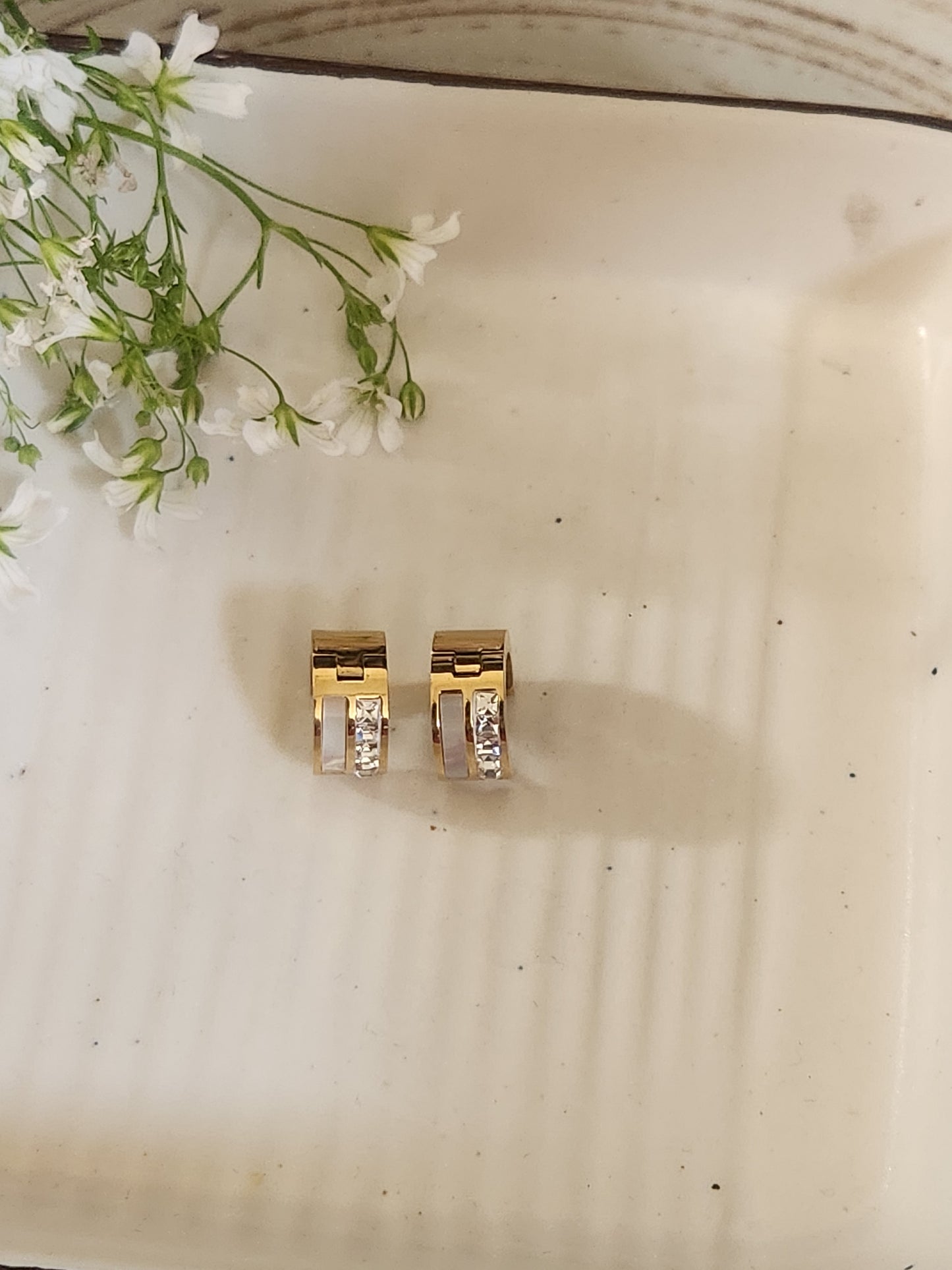 Pearl Zircon Dual Mini Hoops