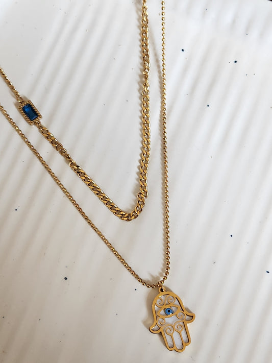 Hmsa Blue  Layered Necklace